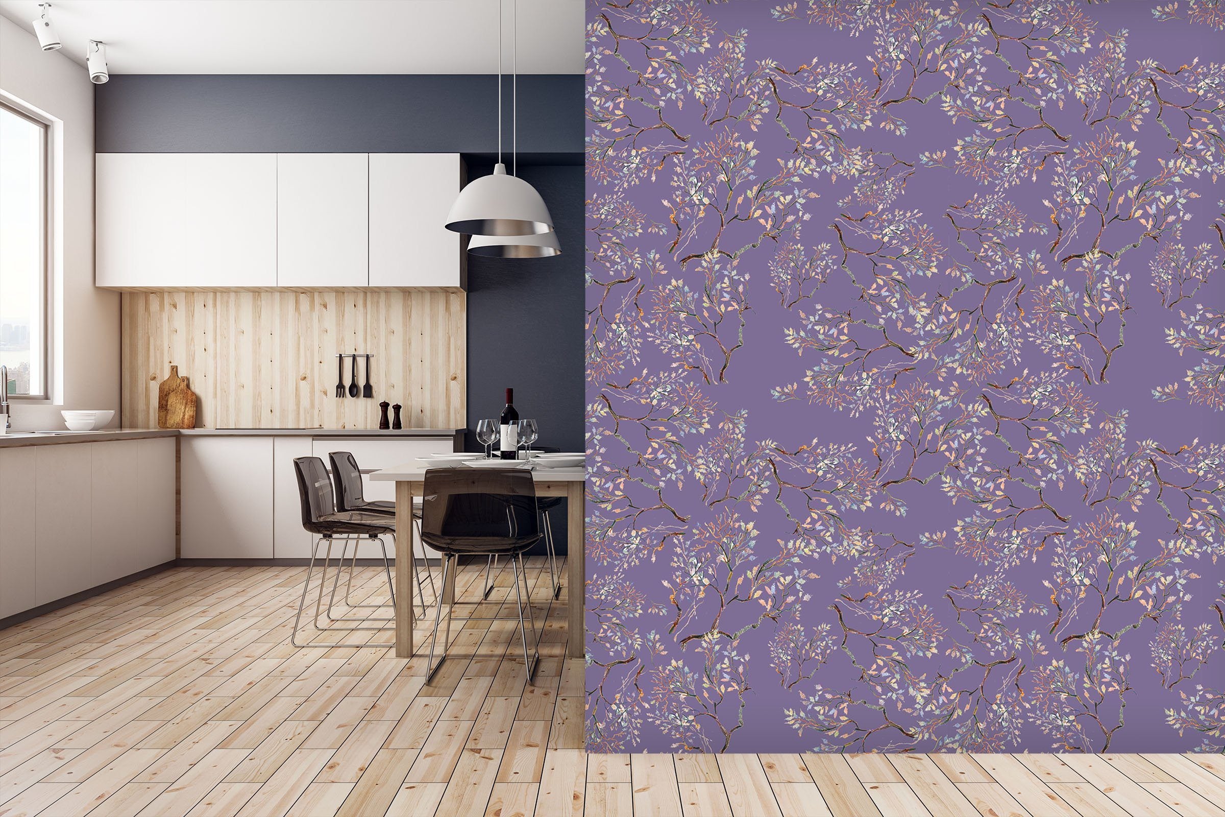 3D Purple Twig 08 Marble Tile Texture Wallpaper AJ Wallpaper 2