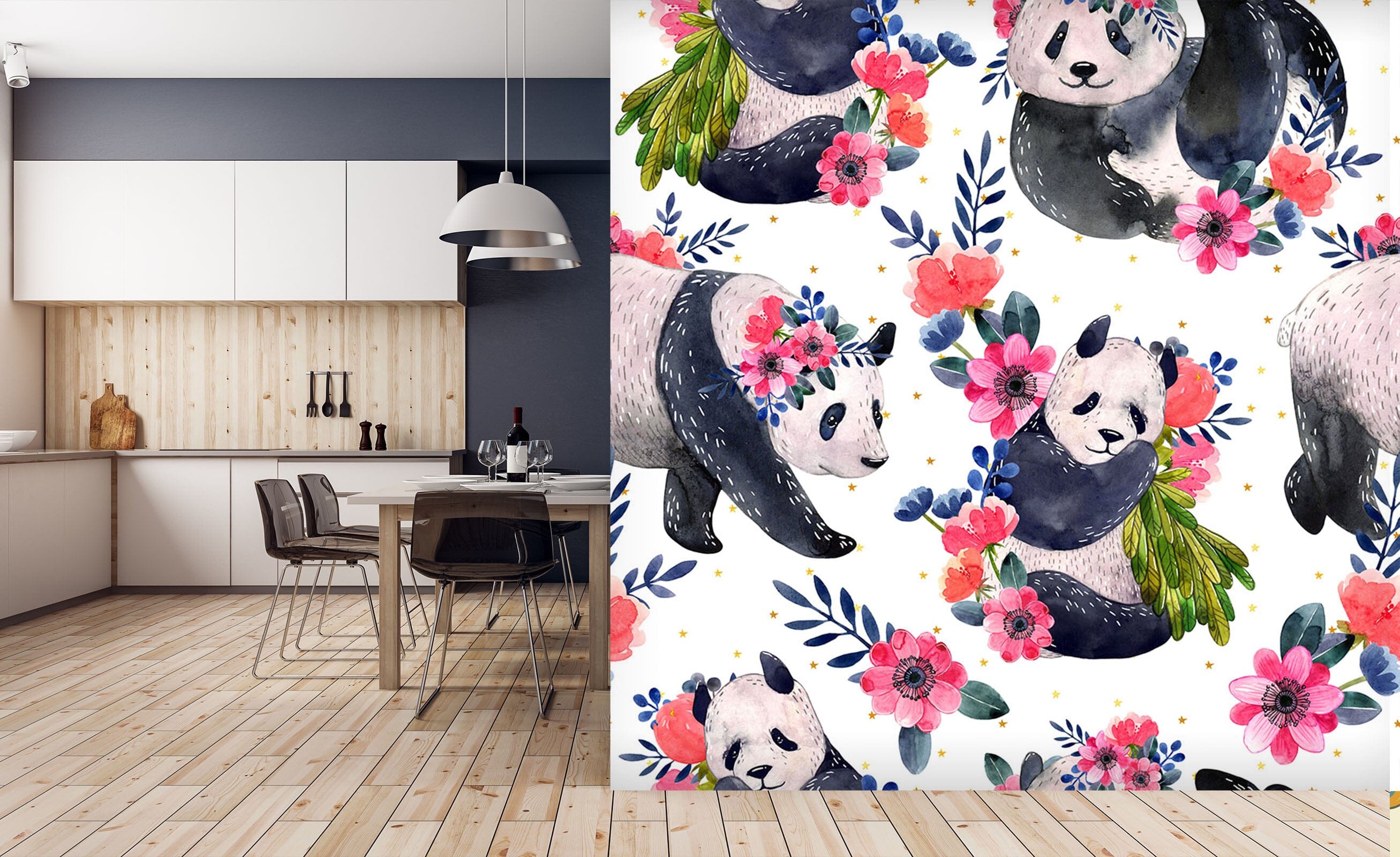 3D Giant Panda Flower 254 Wall Murals Wallpaper AJ Wallpaper 2