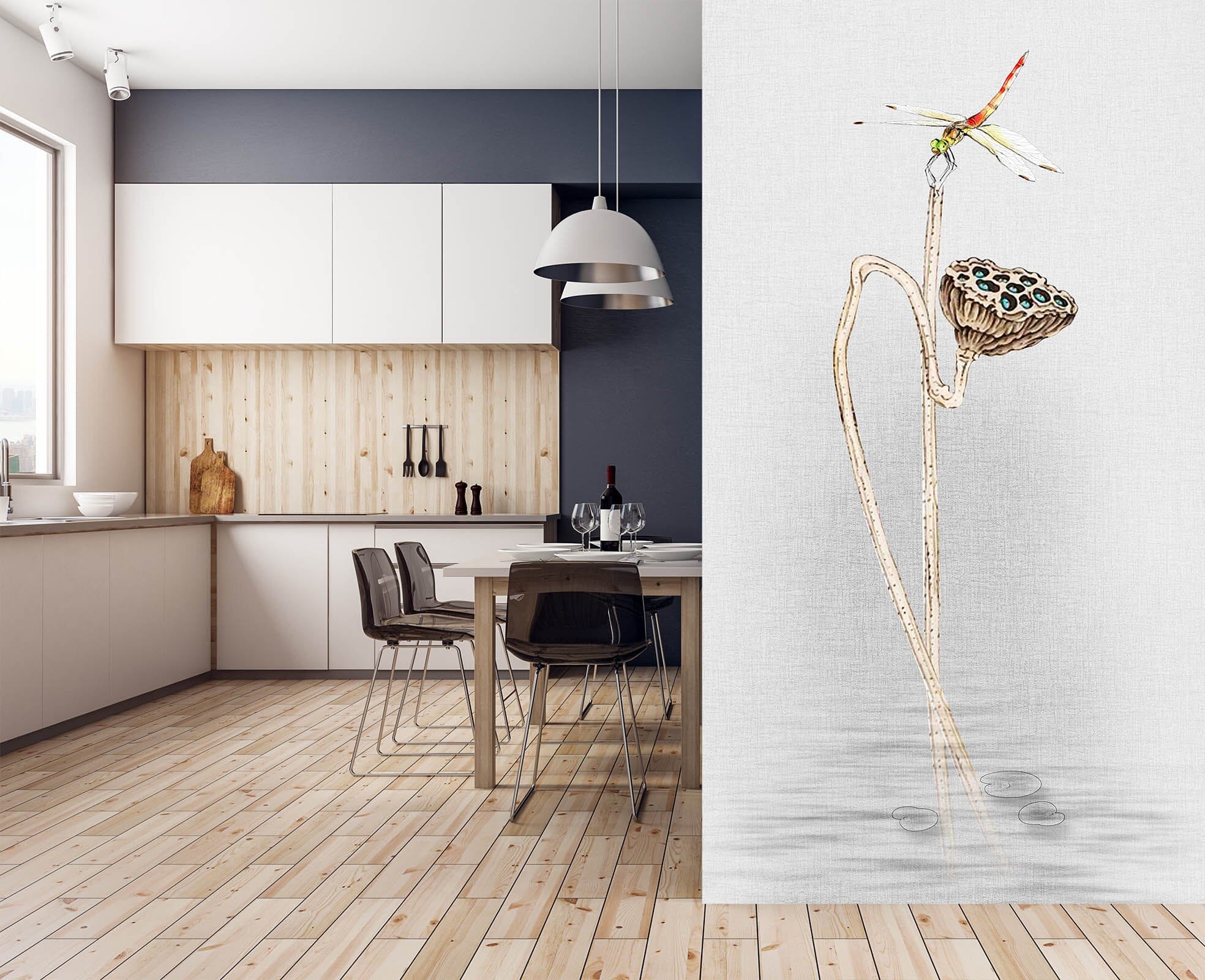 3D Dragonfly Lotus 1812 Wall Murals Wallpaper AJ Wallpaper 2