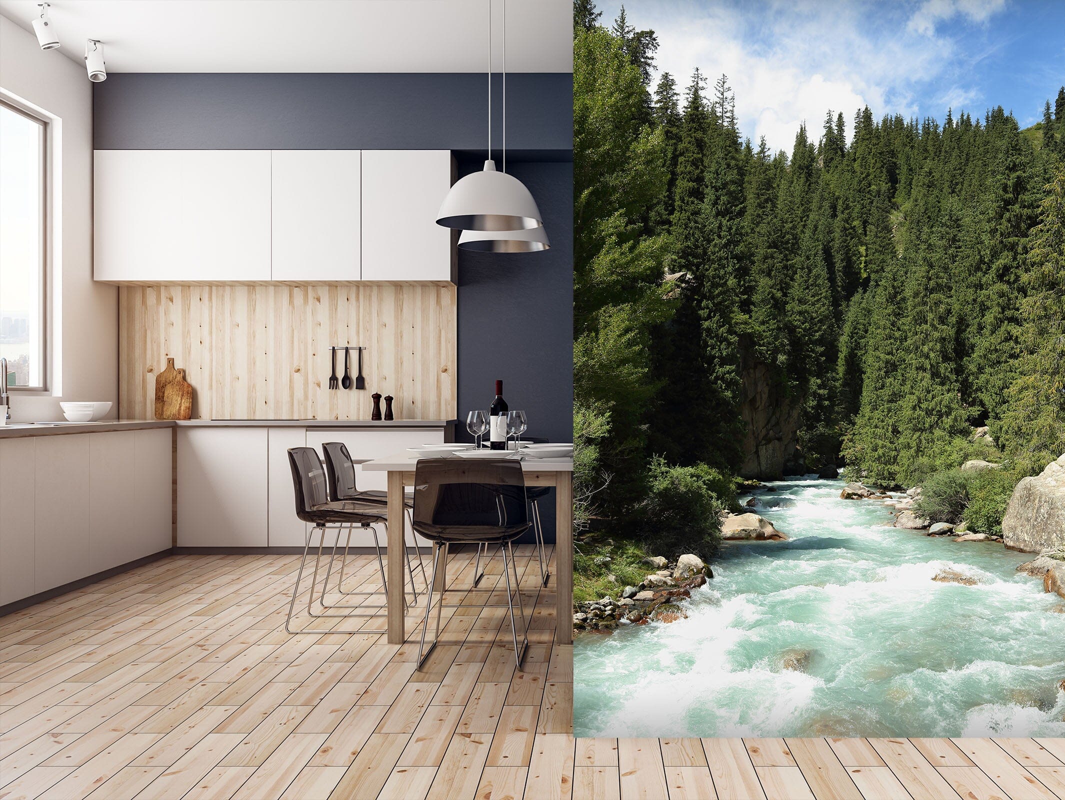 3D Green Forest River 27 Wall Murals Wallpaper AJ Wallpaper 2