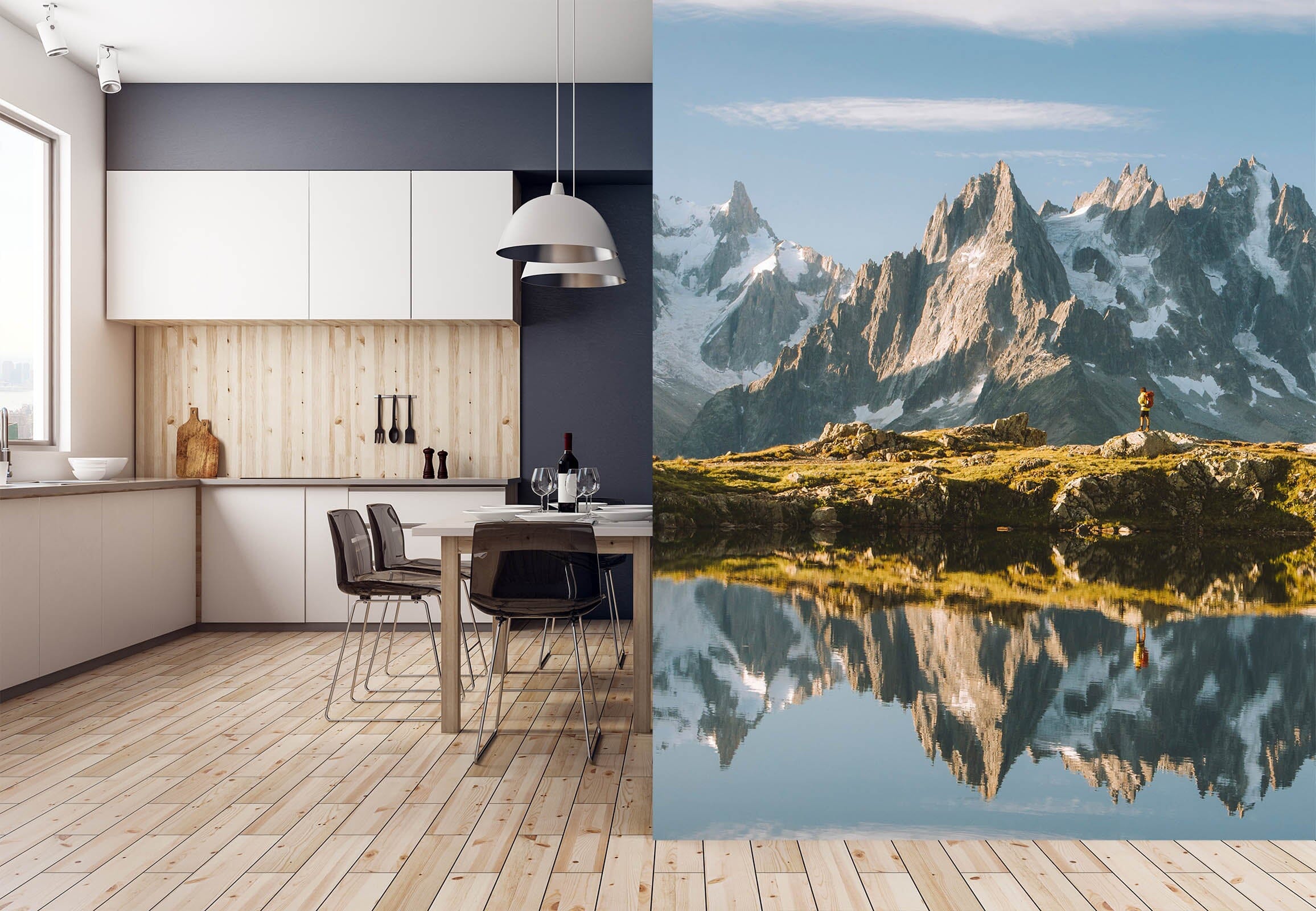 3D Mountain Lake 1010 Wall Murals Wallpaper AJ Wallpaper 2