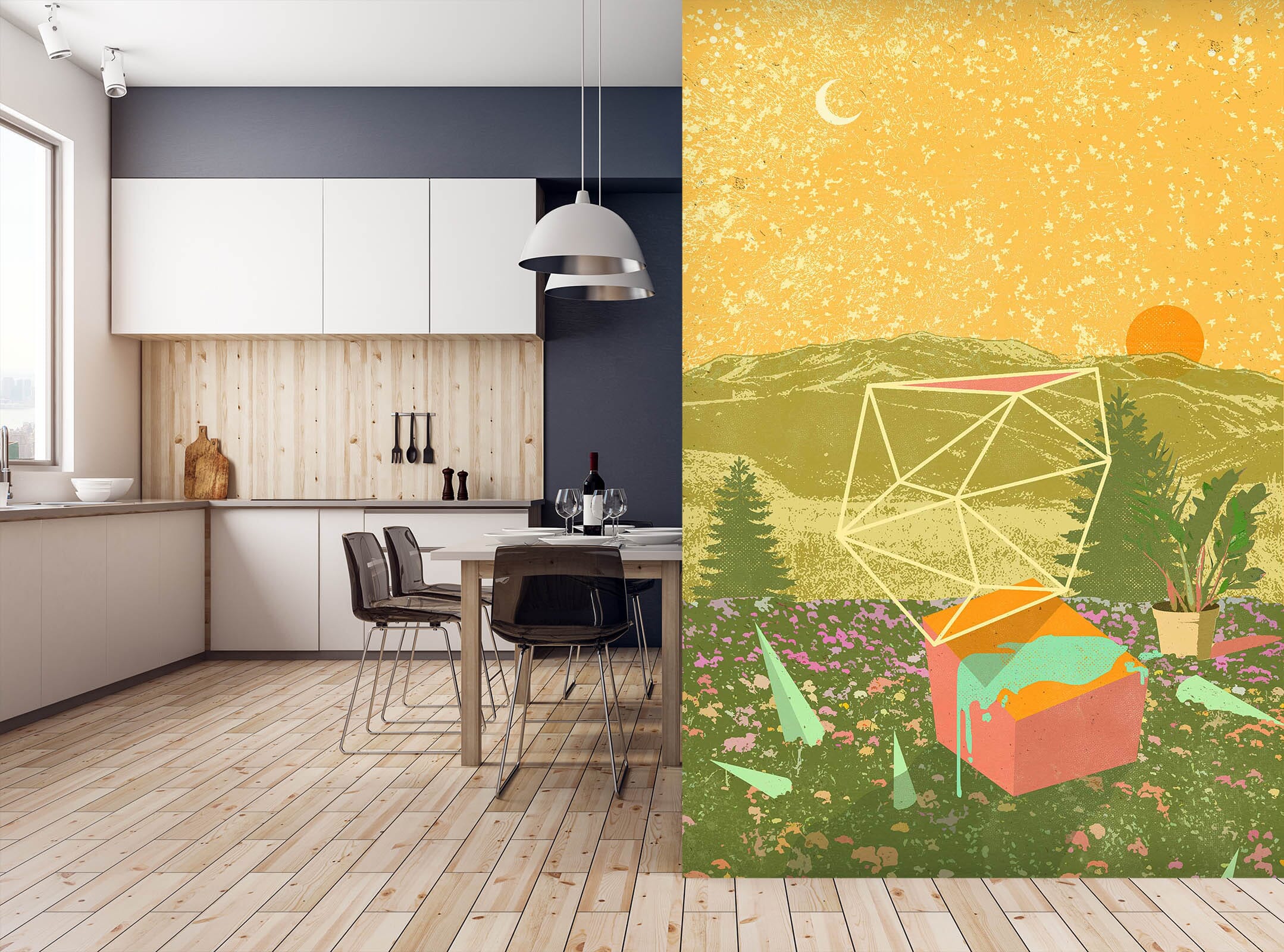 3D Geometric Field 1405 Showdeer Wall Mural Wall Murals Wallpaper AJ Wallpaper 2