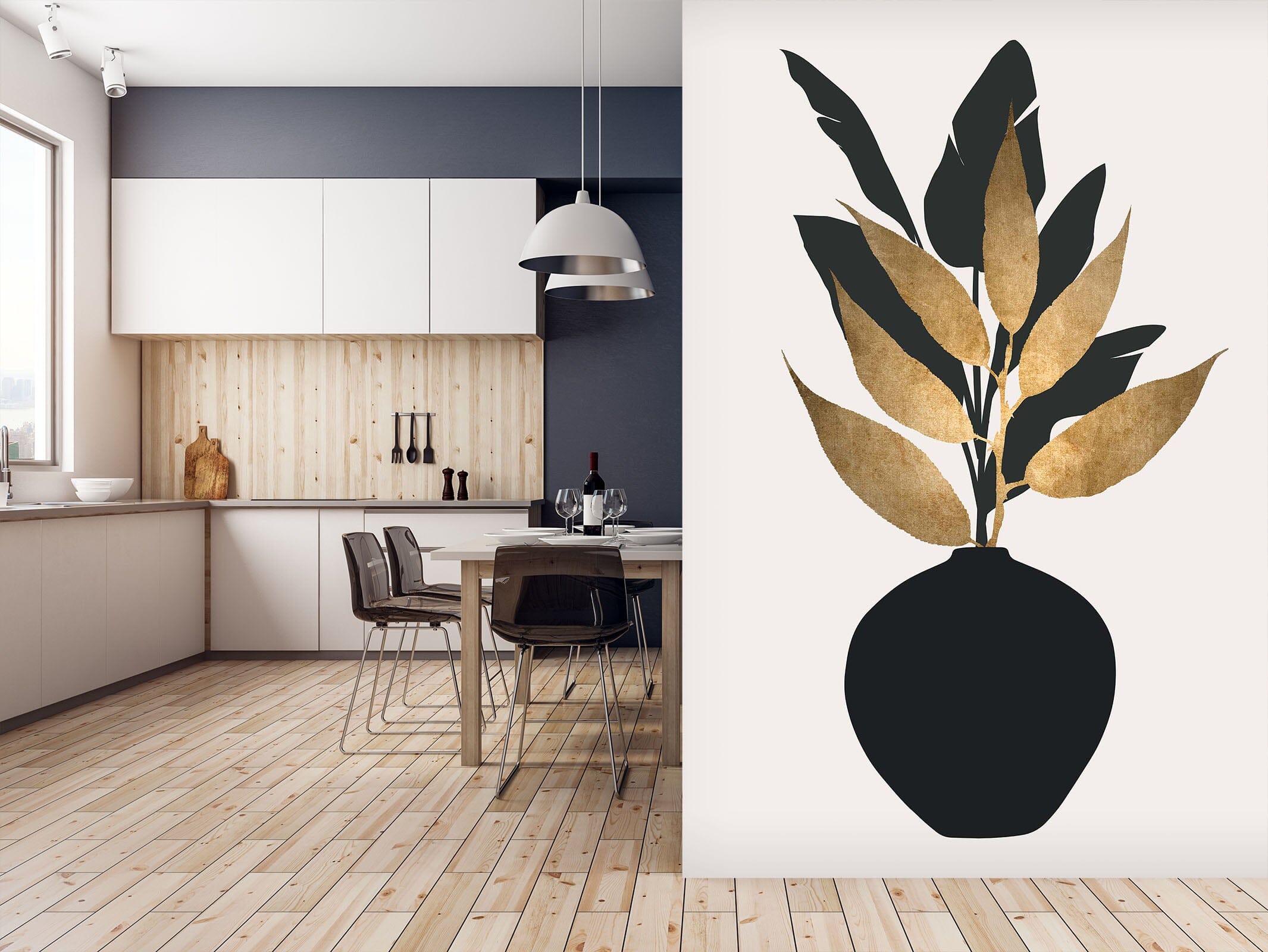 3D Leaf Vase 1419 Boris Draschoff Wall Mural Wall Murals Wallpaper AJ Wallpaper 2