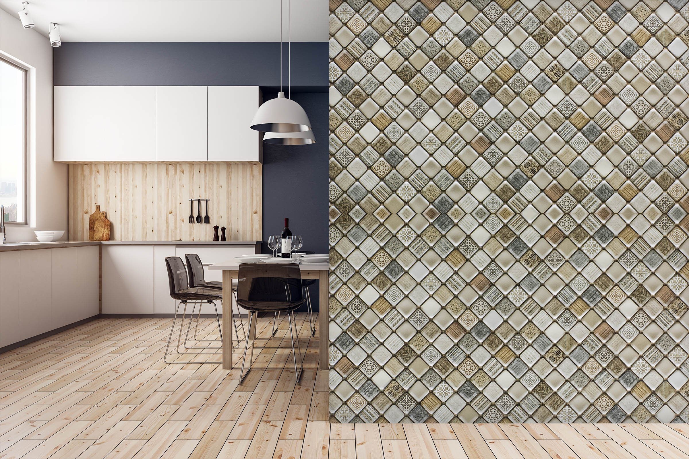 3D Button Mosaic 087 Marble Tile Texture Wallpaper AJ Wallpaper 2