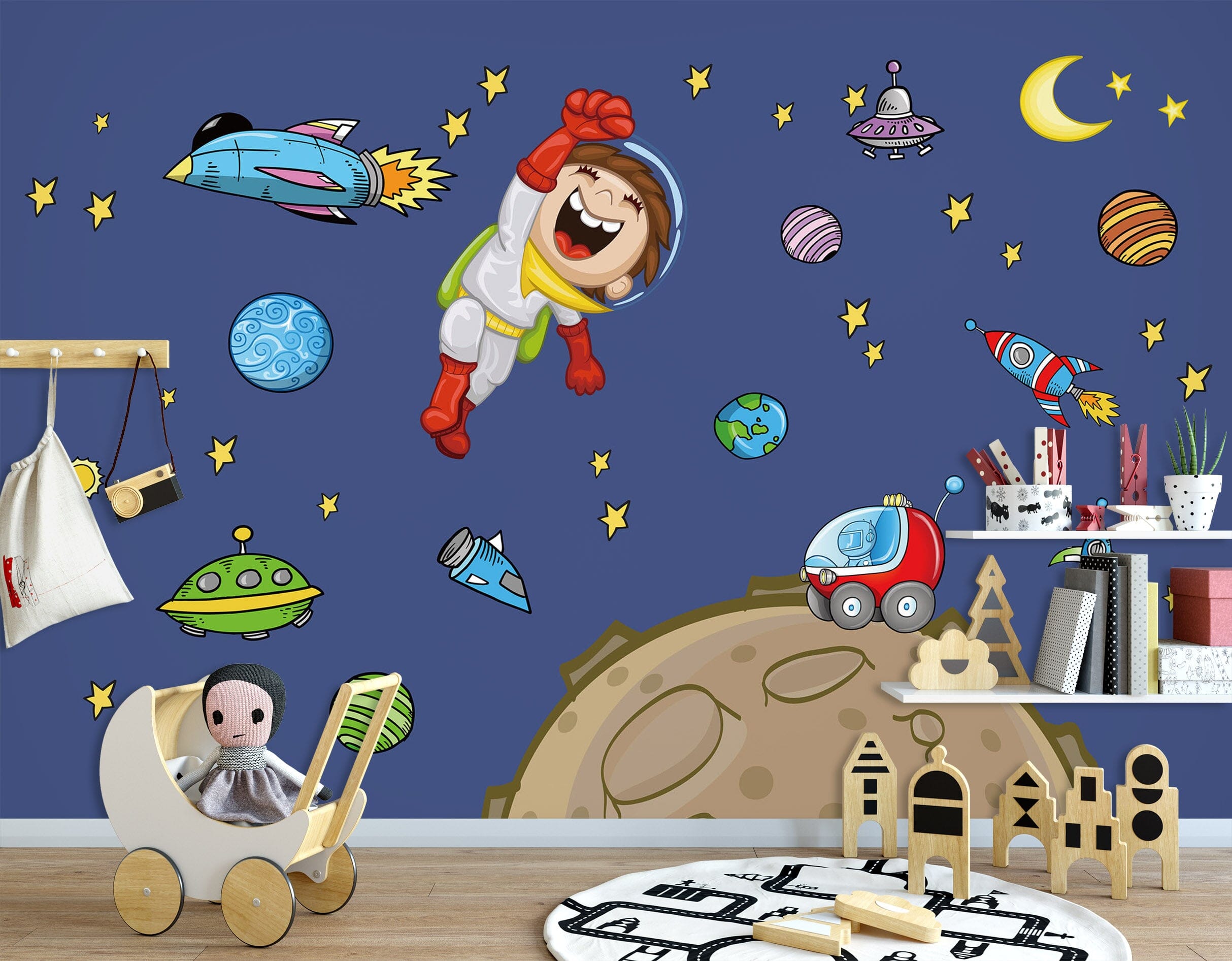 3D Moon Spaceship 1427 Wall Murals Wallpaper AJ Wallpaper 2