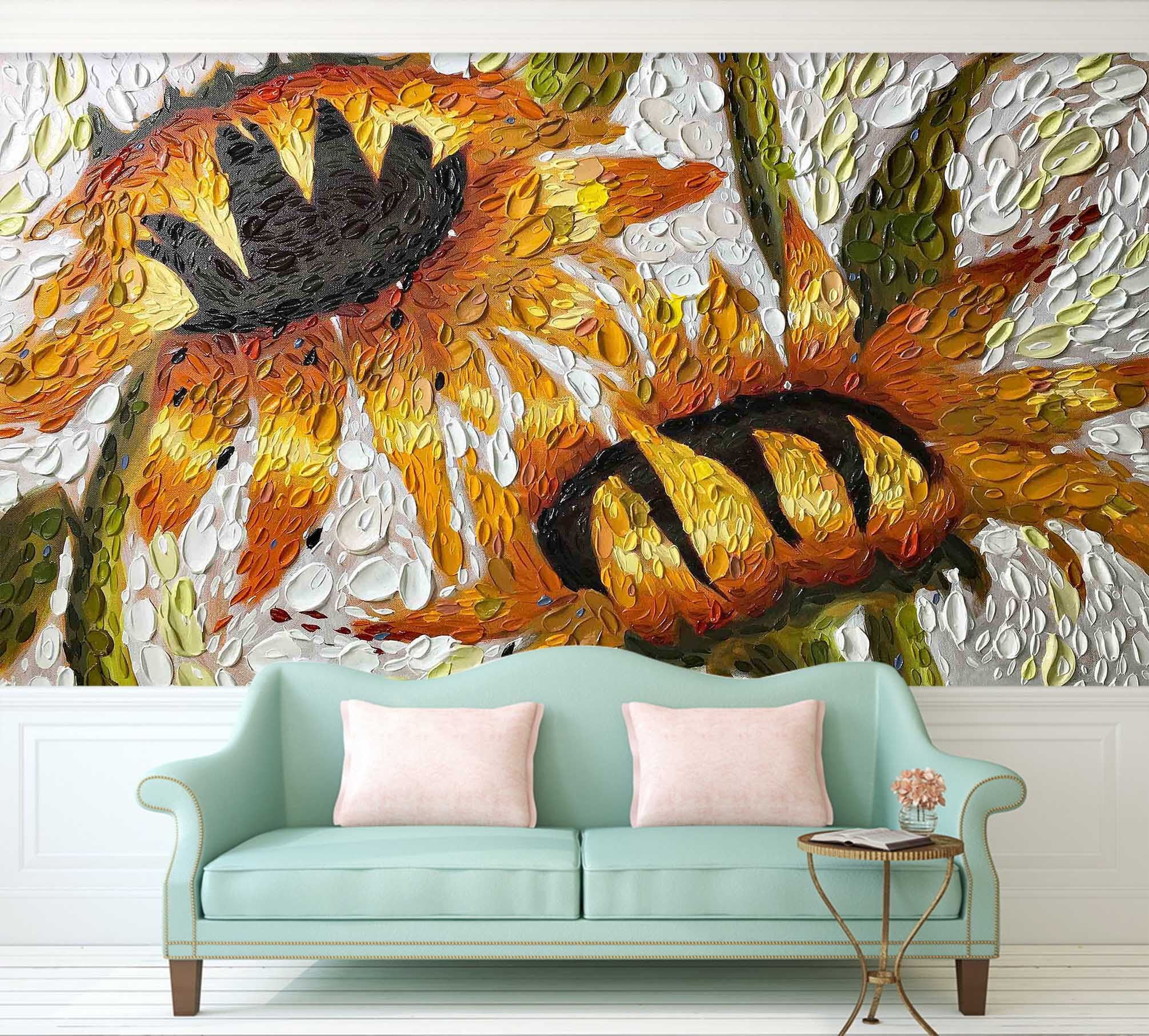 3D Sunflower Embrace 1417 Dena Tollefson Wall Mural Wall Murals Wallpaper AJ Wallpaper 2