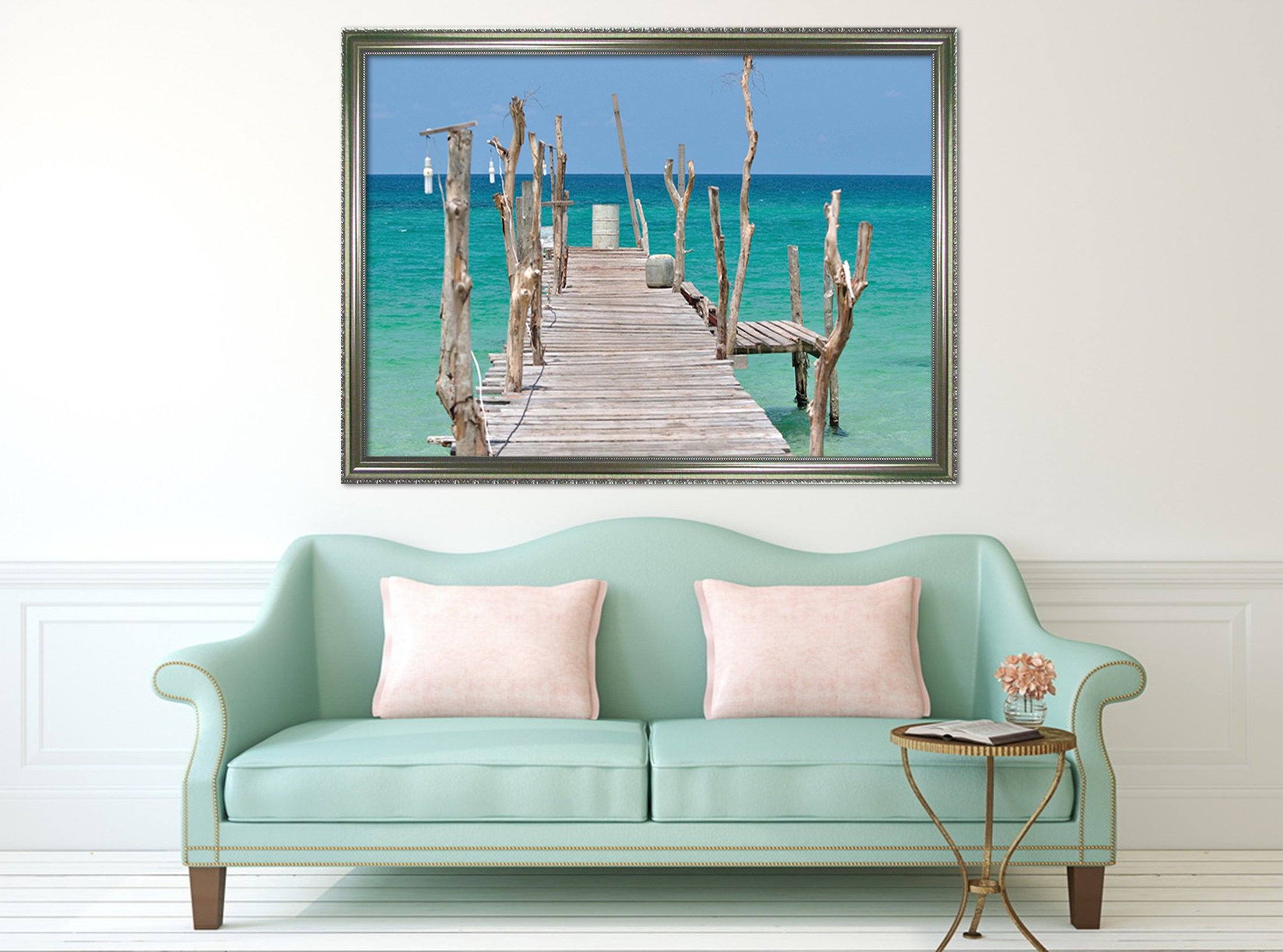 3D Wooden Bridge 066 Fake Framed Print Painting Wallpaper AJ Creativity Home