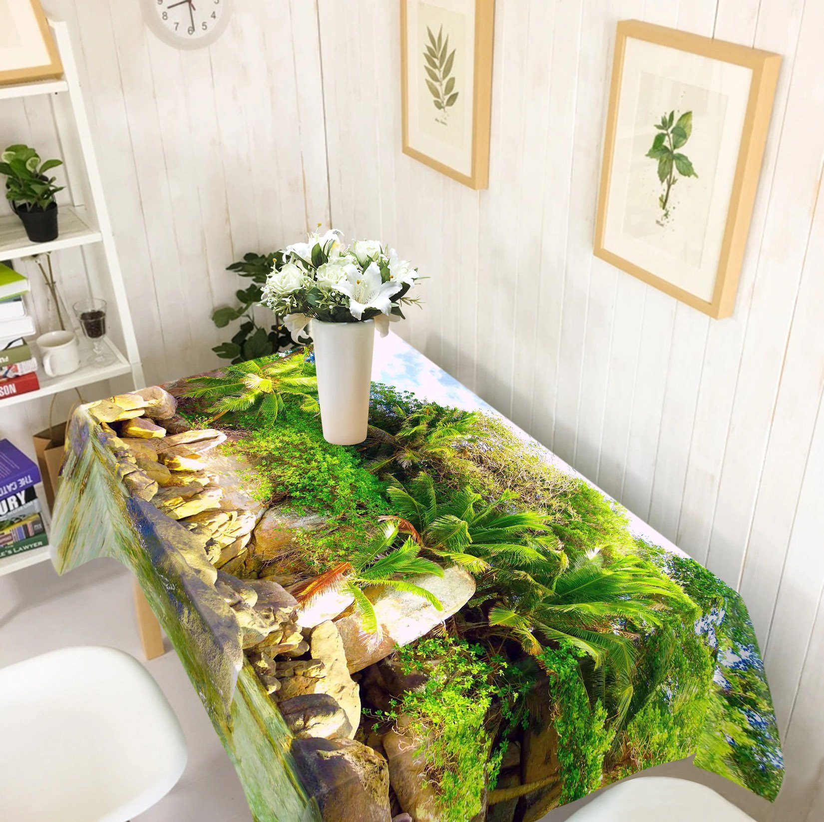 3D Seaside Stones Trees 43 Tablecloths Wallpaper AJ Wallpaper