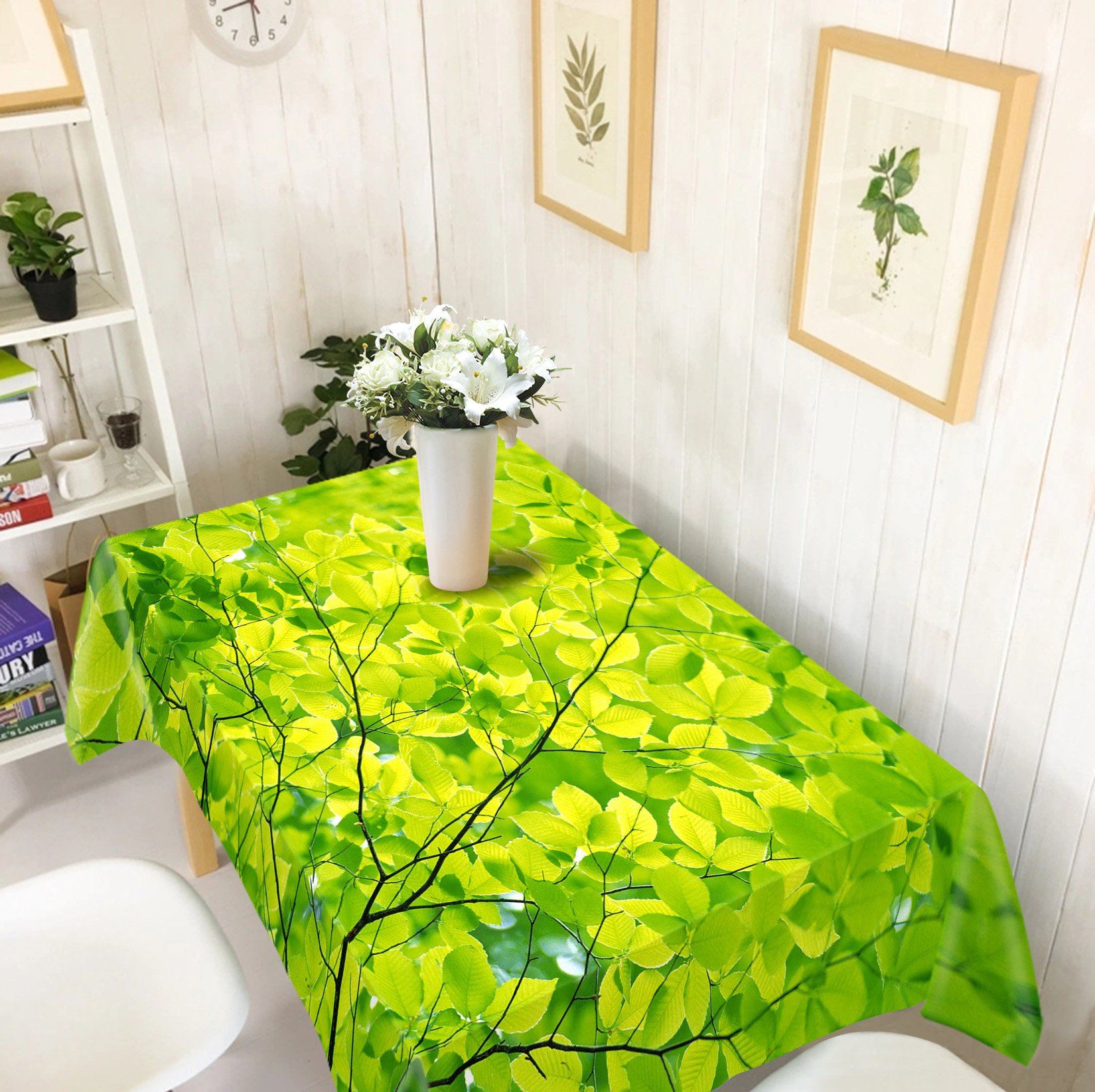 3D Green Branch Leaves 285 Tablecloths Wallpaper AJ Wallpaper