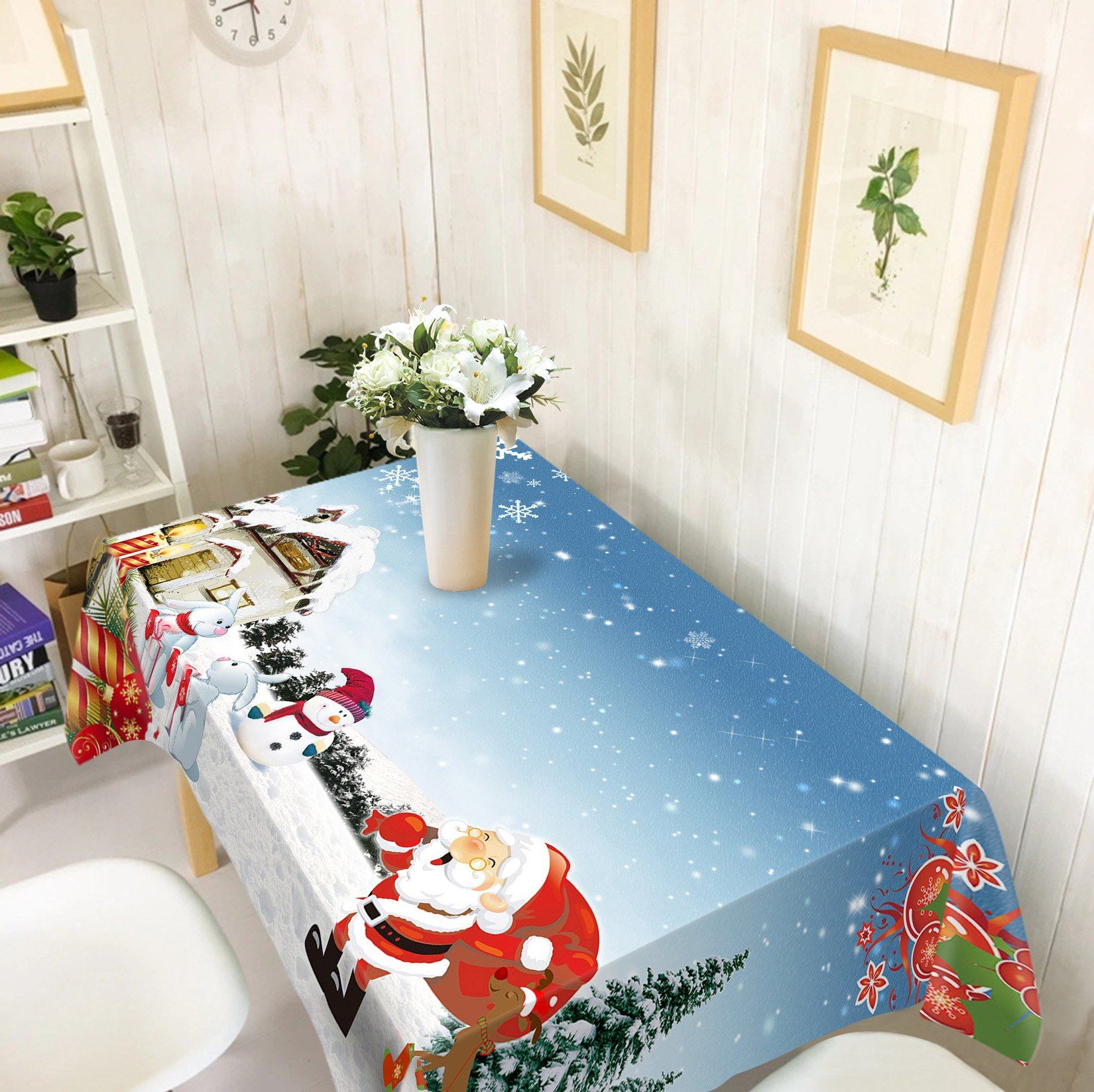 3D House Rabbit Snowman 46 Tablecloths Tablecloths AJ Creativity Home