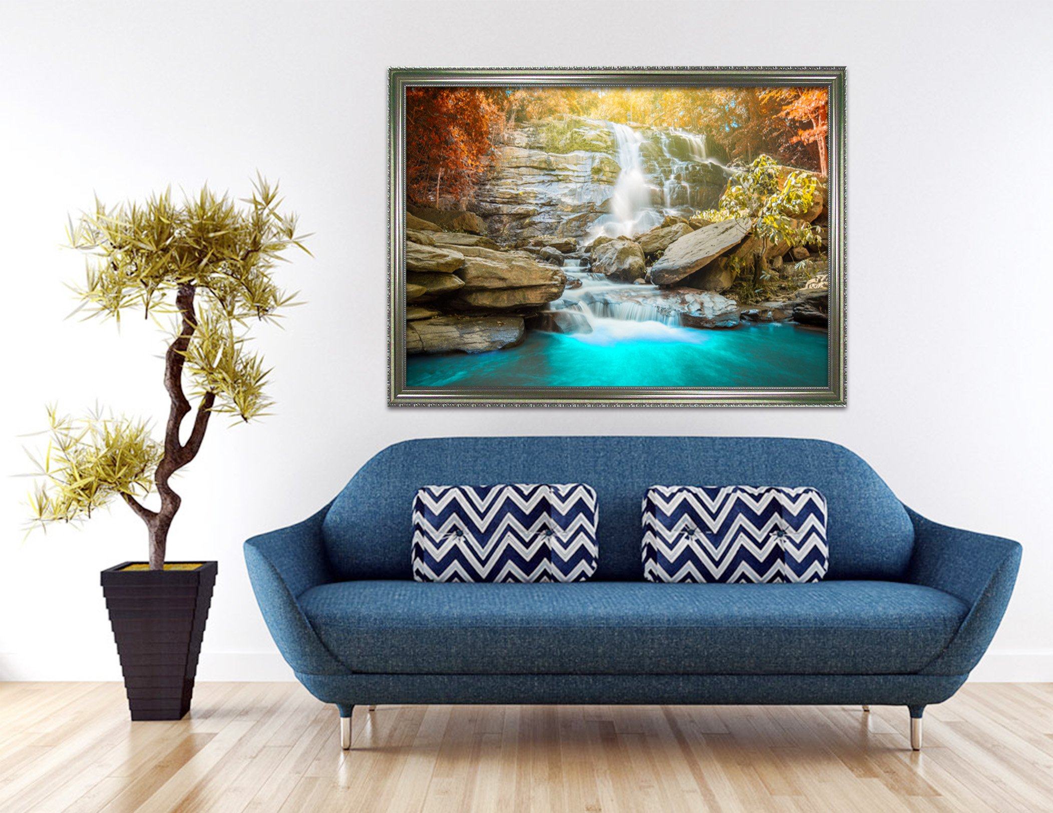 3D Sunshine Waterfall 155 Fake Framed Print Painting Wallpaper AJ Creativity Home