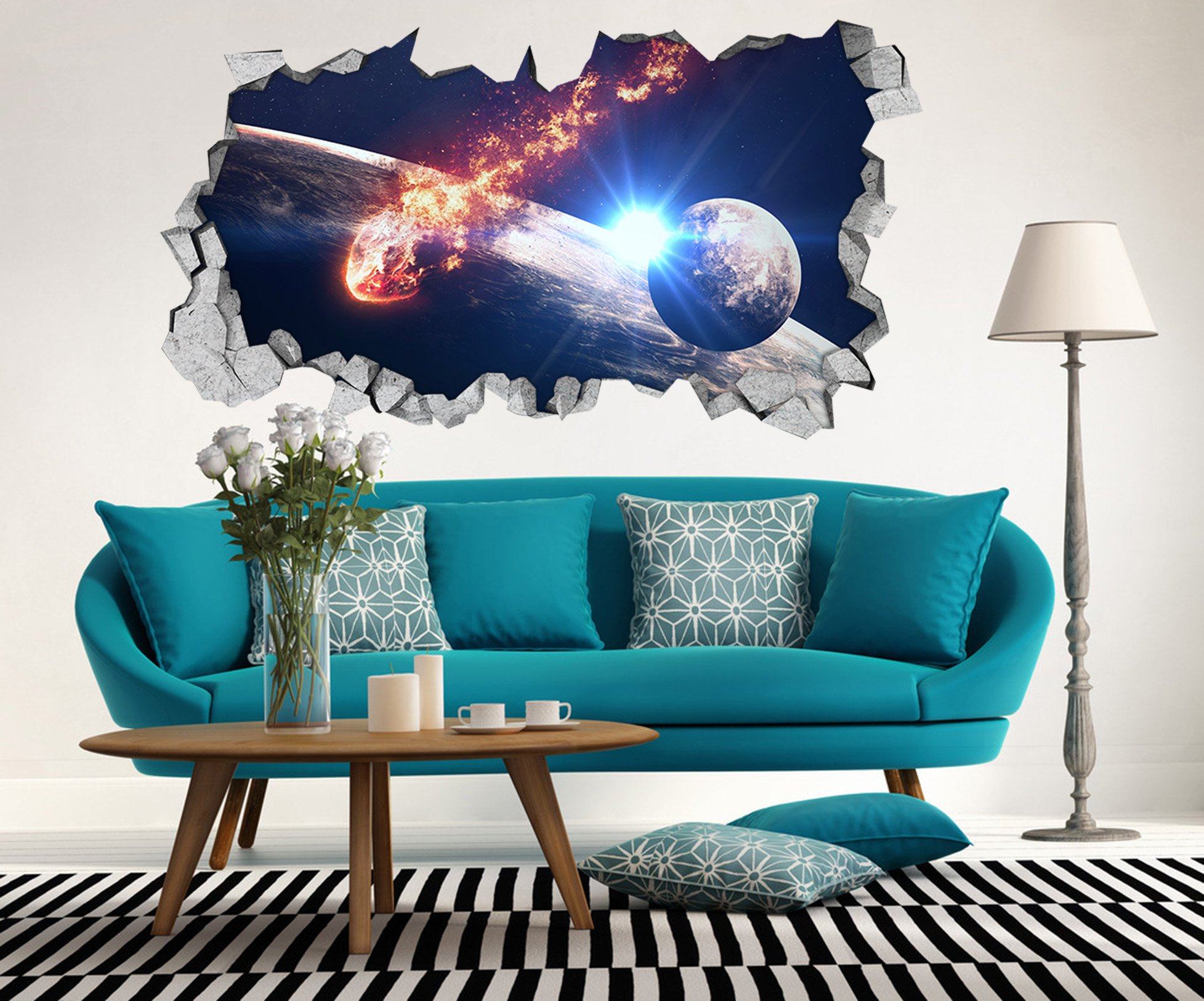3D Space Meteorite Falls 47 Broken Wall Murals Wallpaper AJ Wallpaper