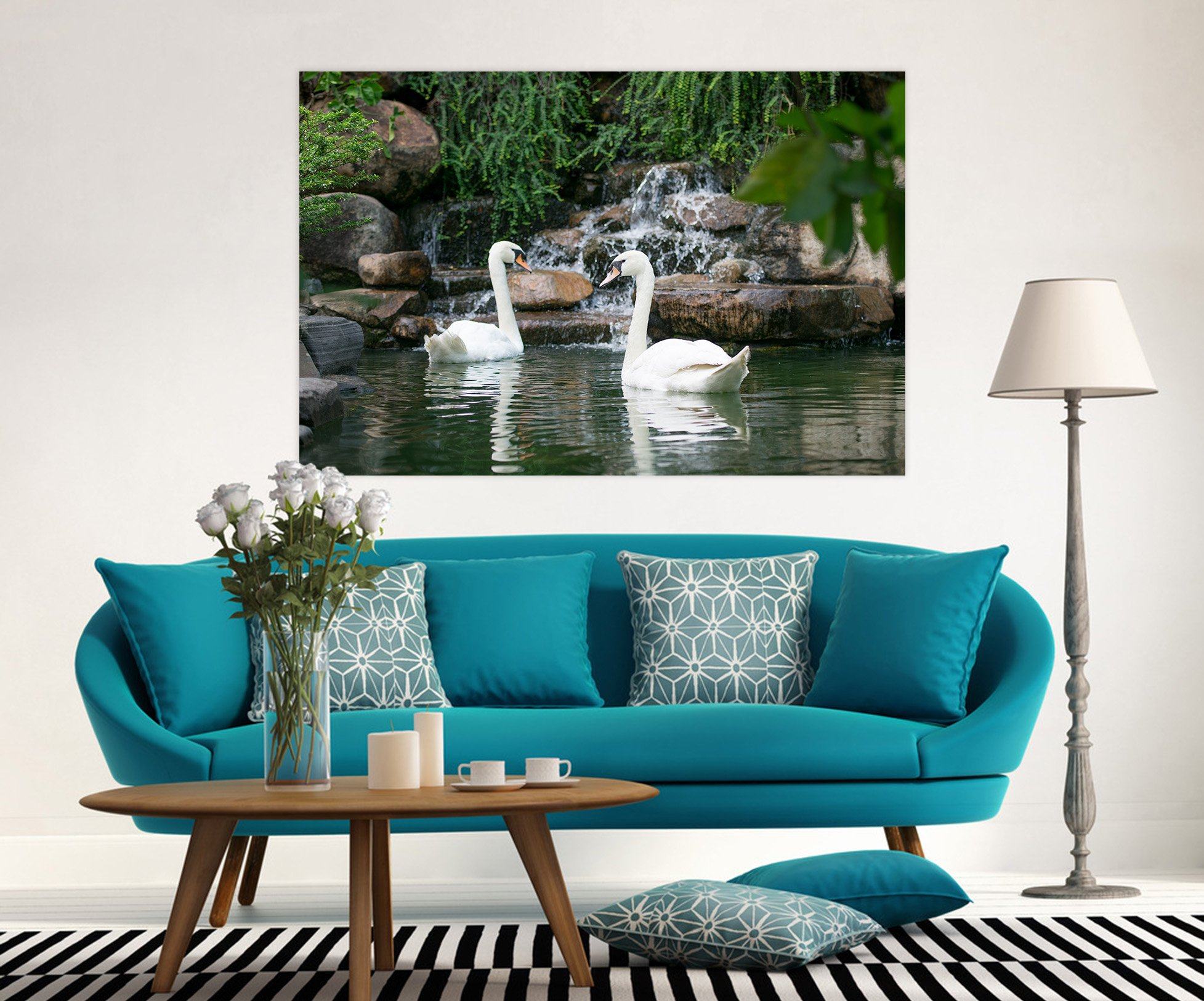 3D Swan Stone 122 Animal Wall Stickers Wallpaper AJ Wallpaper 2