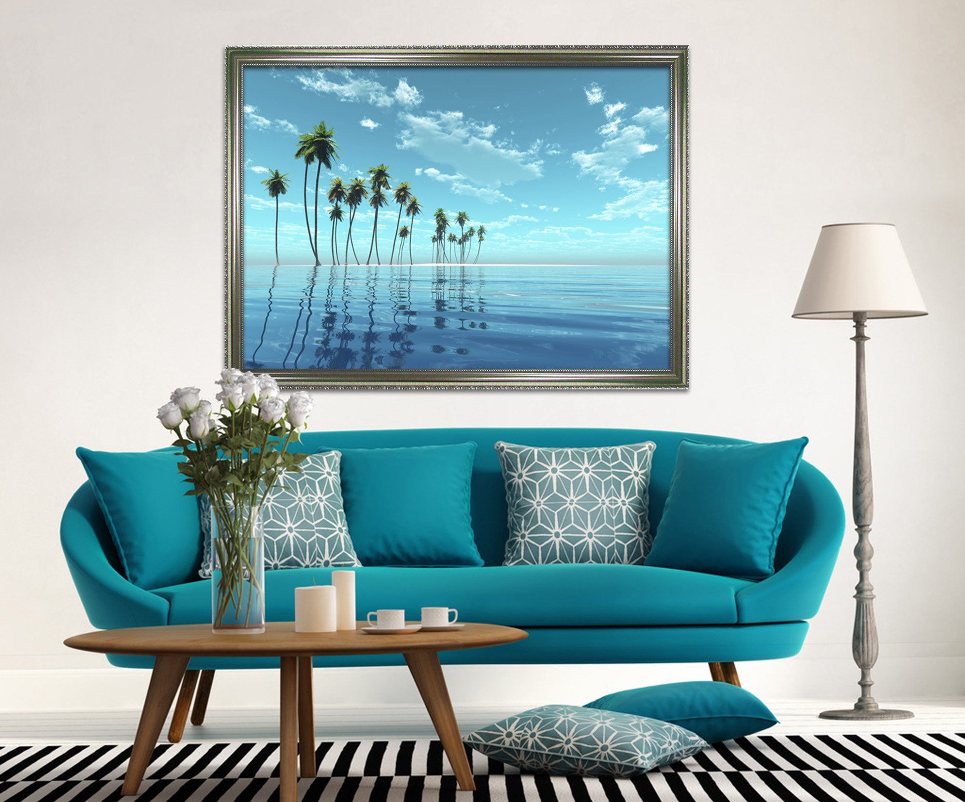 3D Seaside Coconut 186 Fake Framed Print Painting Wallpaper AJ Creativity Home