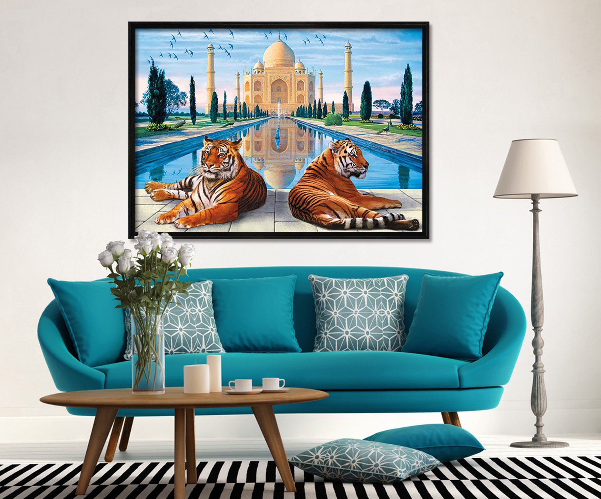 3D Leisure Tiger 055 Fake Framed Print Painting Wallpaper AJ Creativity Home