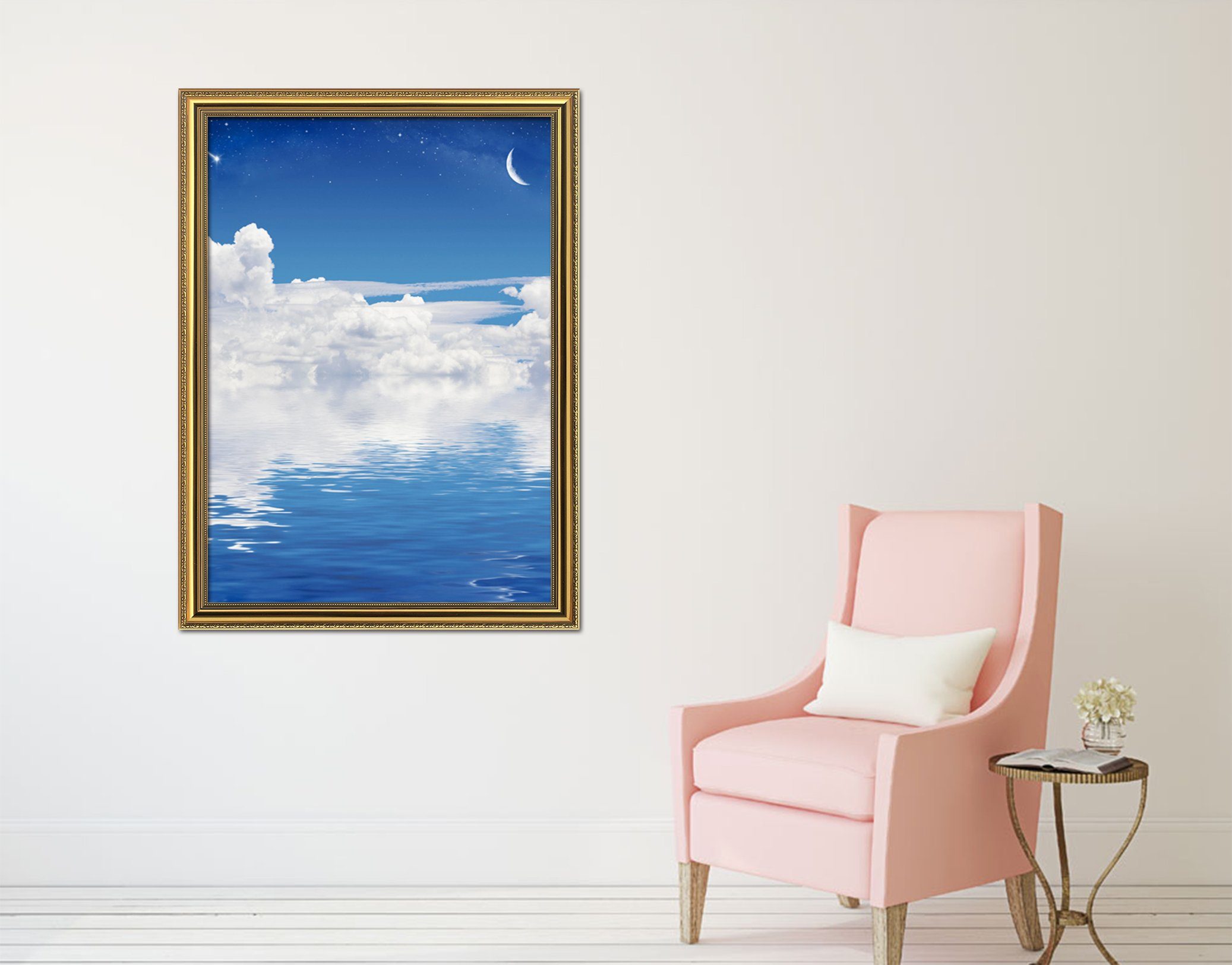 3D Moon Sea 028 Fake Framed Print Painting Wallpaper AJ Creativity Home