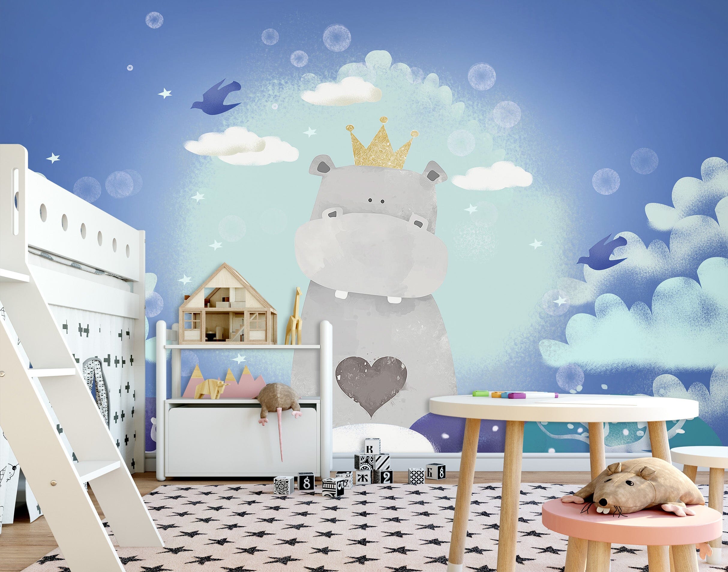 3D Moon Hippopotamus 1677 Wall Murals Wallpaper AJ Wallpaper 2