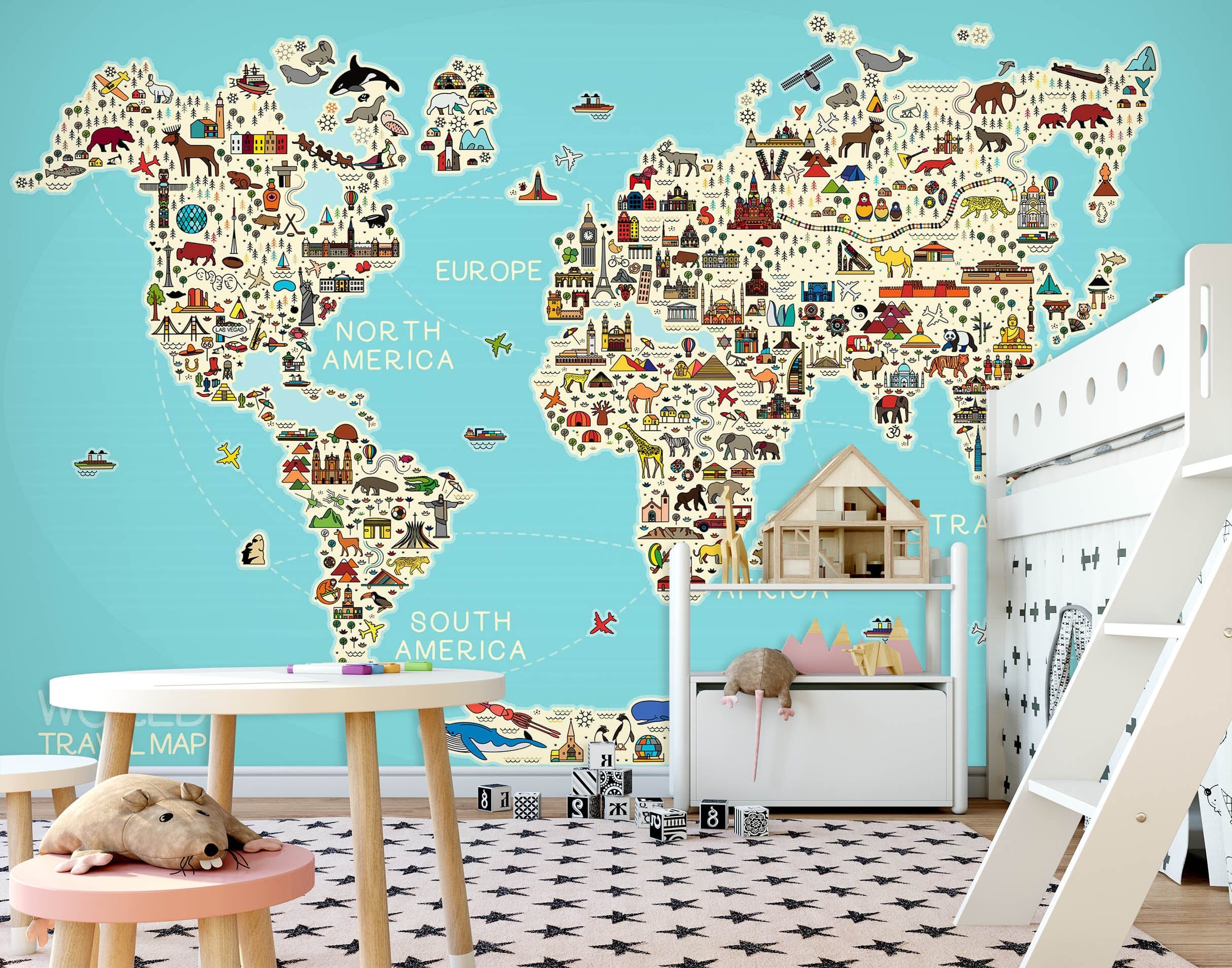 3D Animal Forest 2153 World Map Wall Murals Wallpaper AJ Wallpaper 2