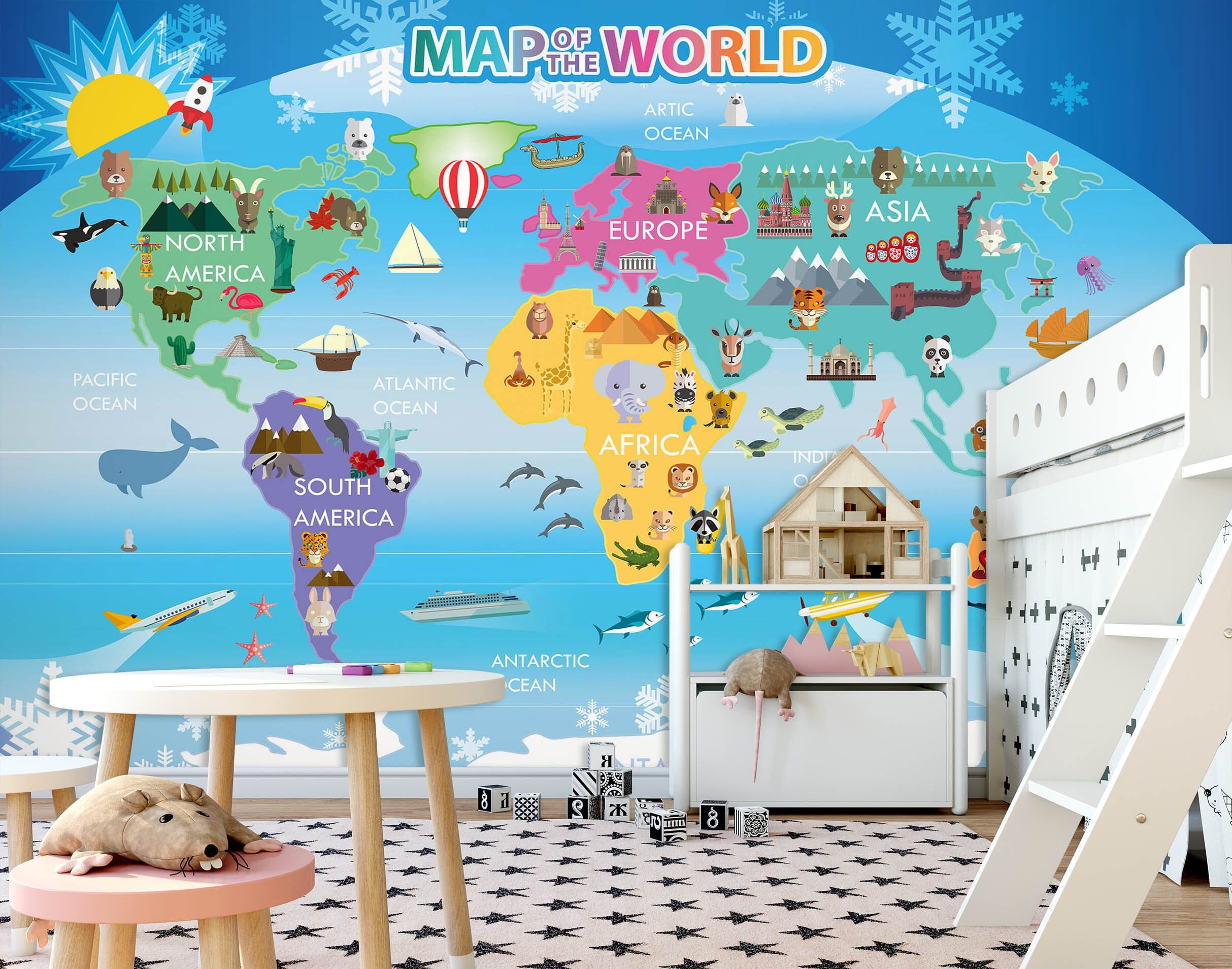 3D Beautiful Colors 2115 World Map Wall Murals AJ Wallpaper