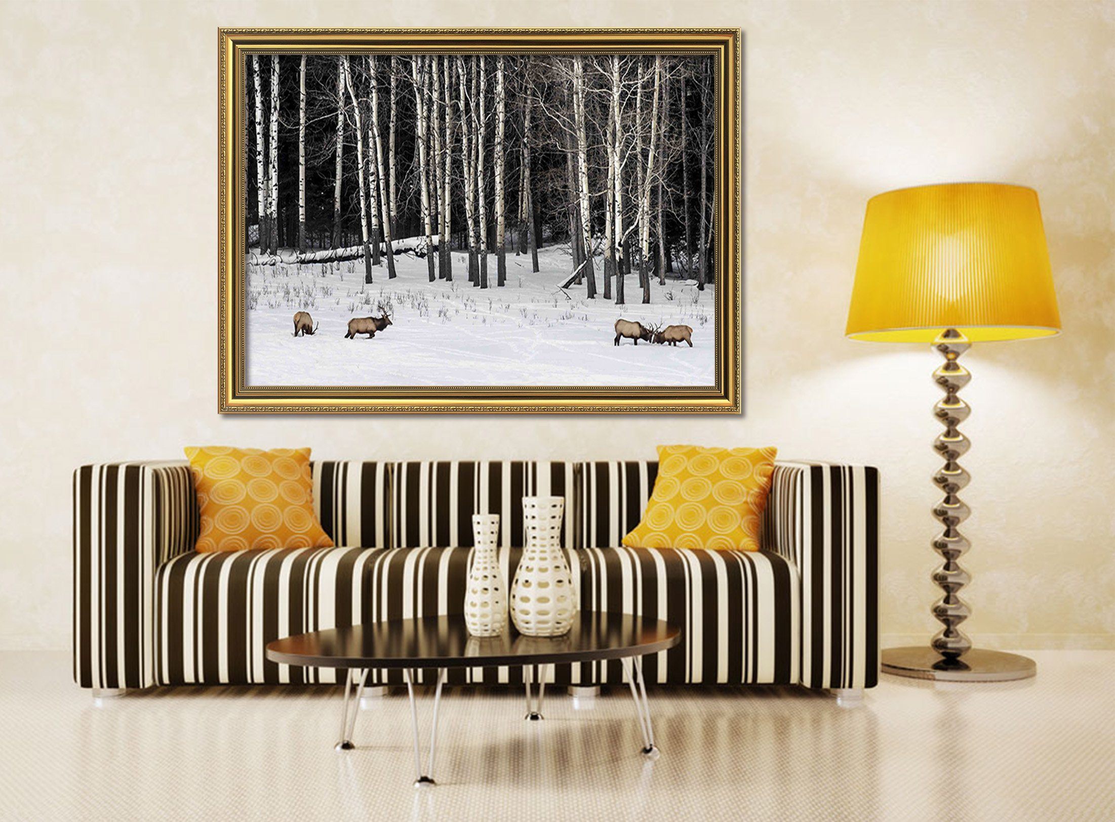3D Snow Tree 099 Fake Framed Print Painting Wallpaper AJ Creativity Home