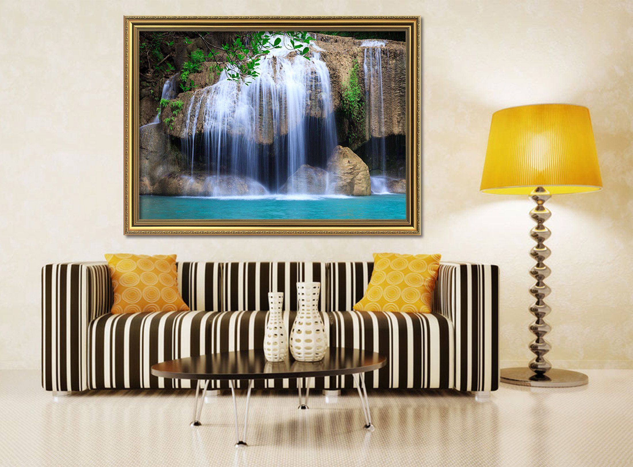 3D Mountain Stone River 109 Fake Framed Print Painting Wallpaper AJ Creativity Home