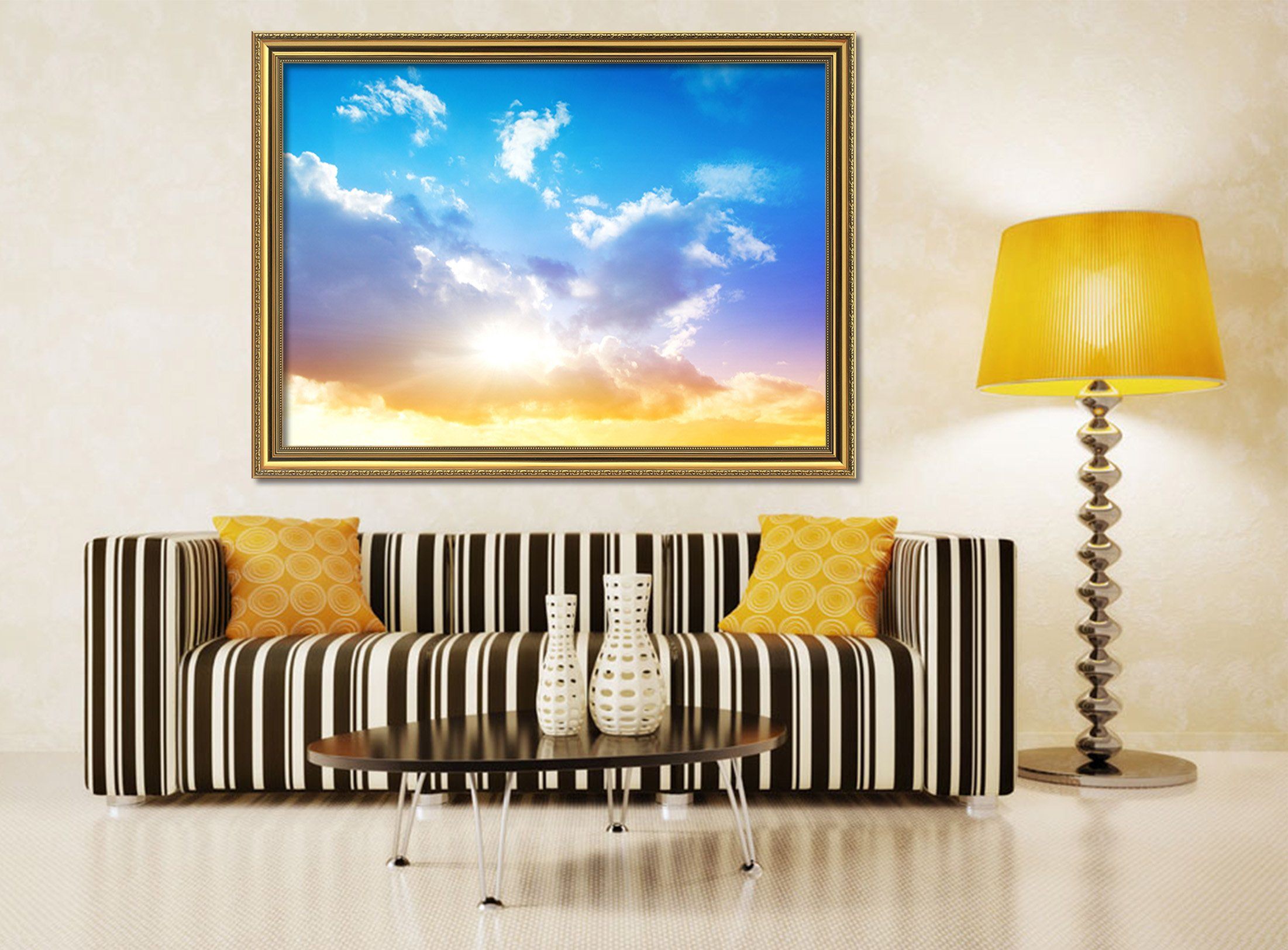 3D Dazzling Sunshine 017 Fake Framed Print Painting Wallpaper AJ Creativity Home