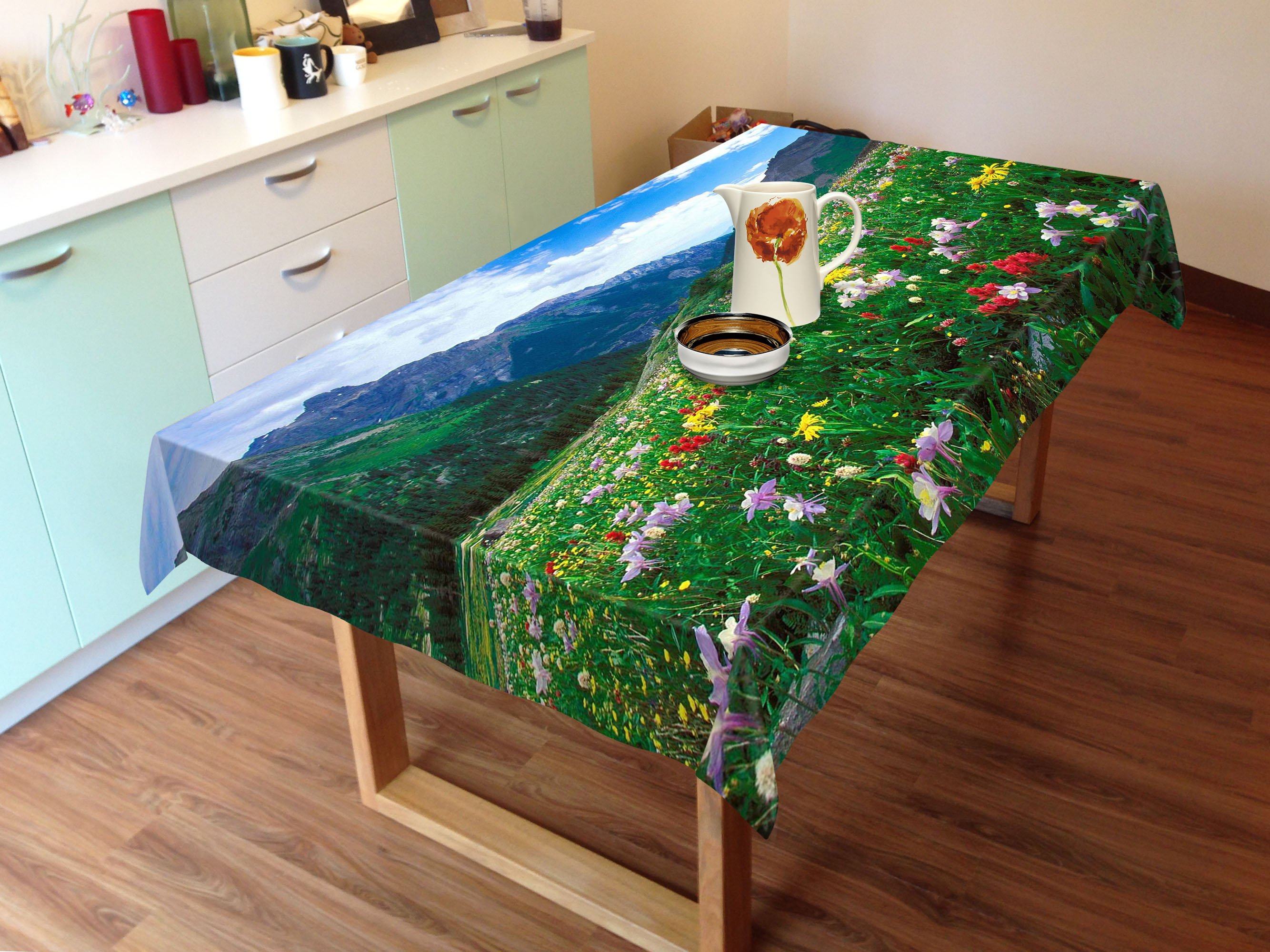 3D Mountain Slope Flowers 315 Tablecloths Wallpaper AJ Wallpaper