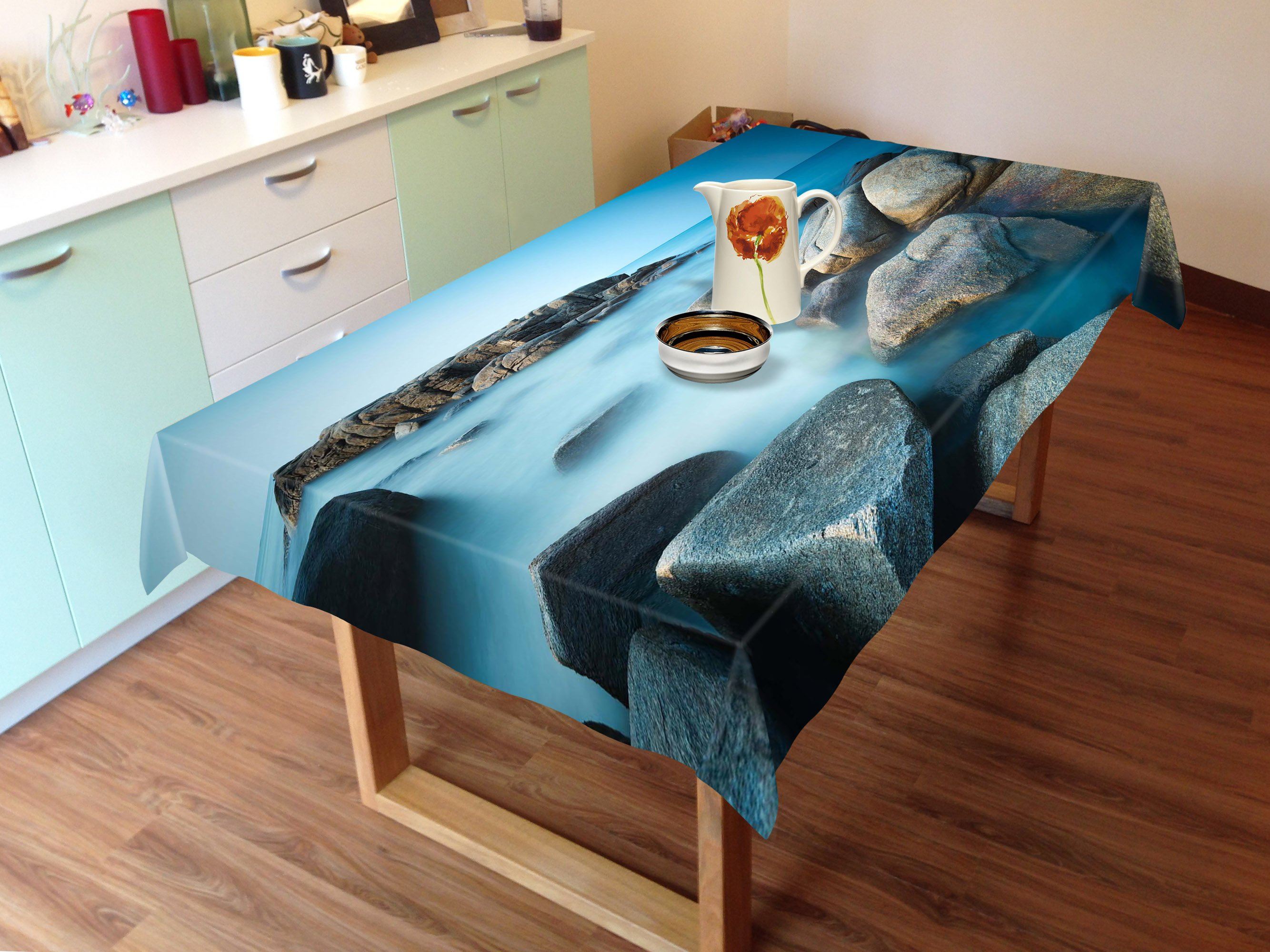 3D Sea Stones Island 781 Tablecloths Wallpaper AJ Wallpaper