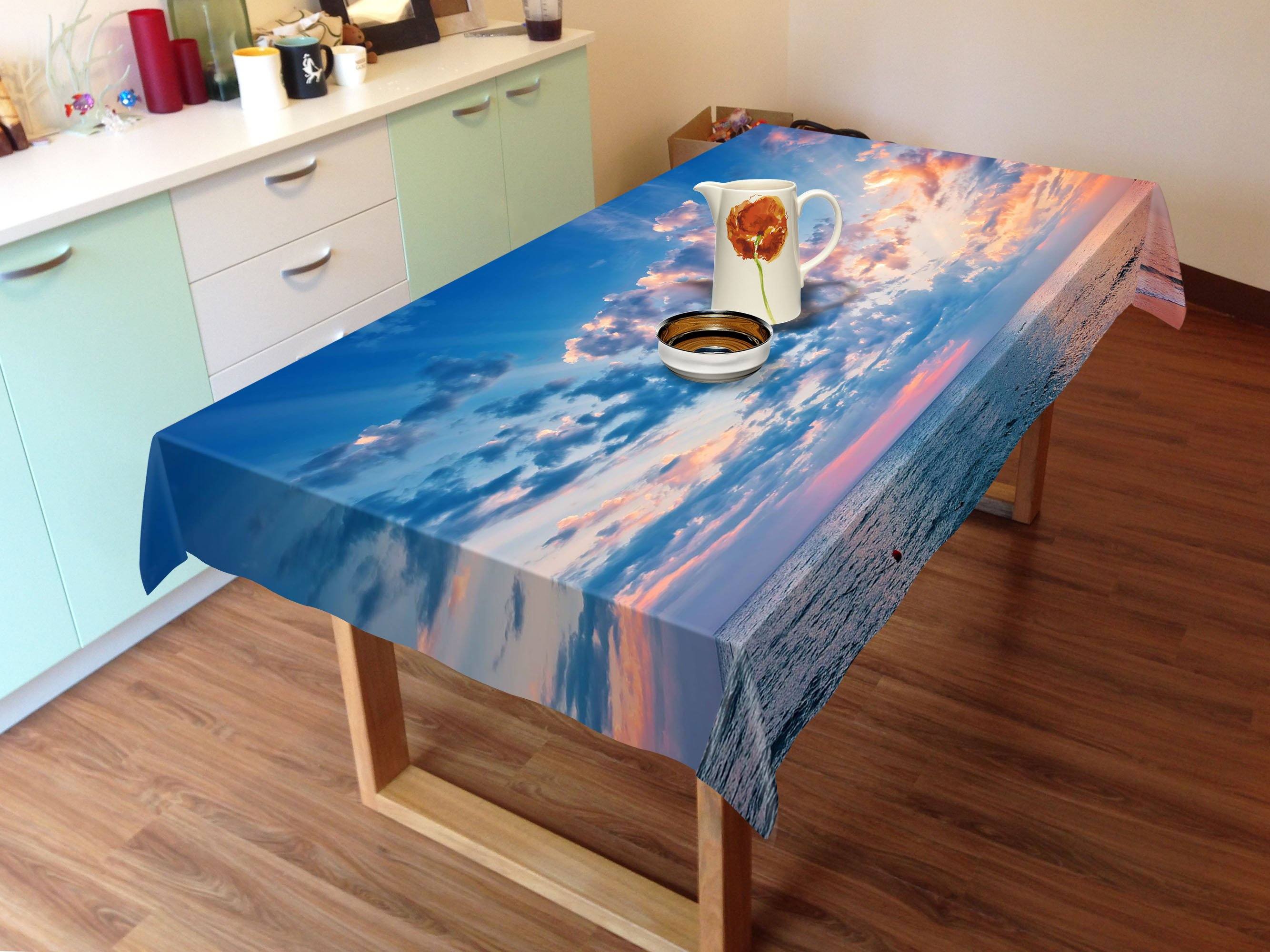 3D Sea Sunset Clouds 483 Tablecloths Wallpaper AJ Wallpaper