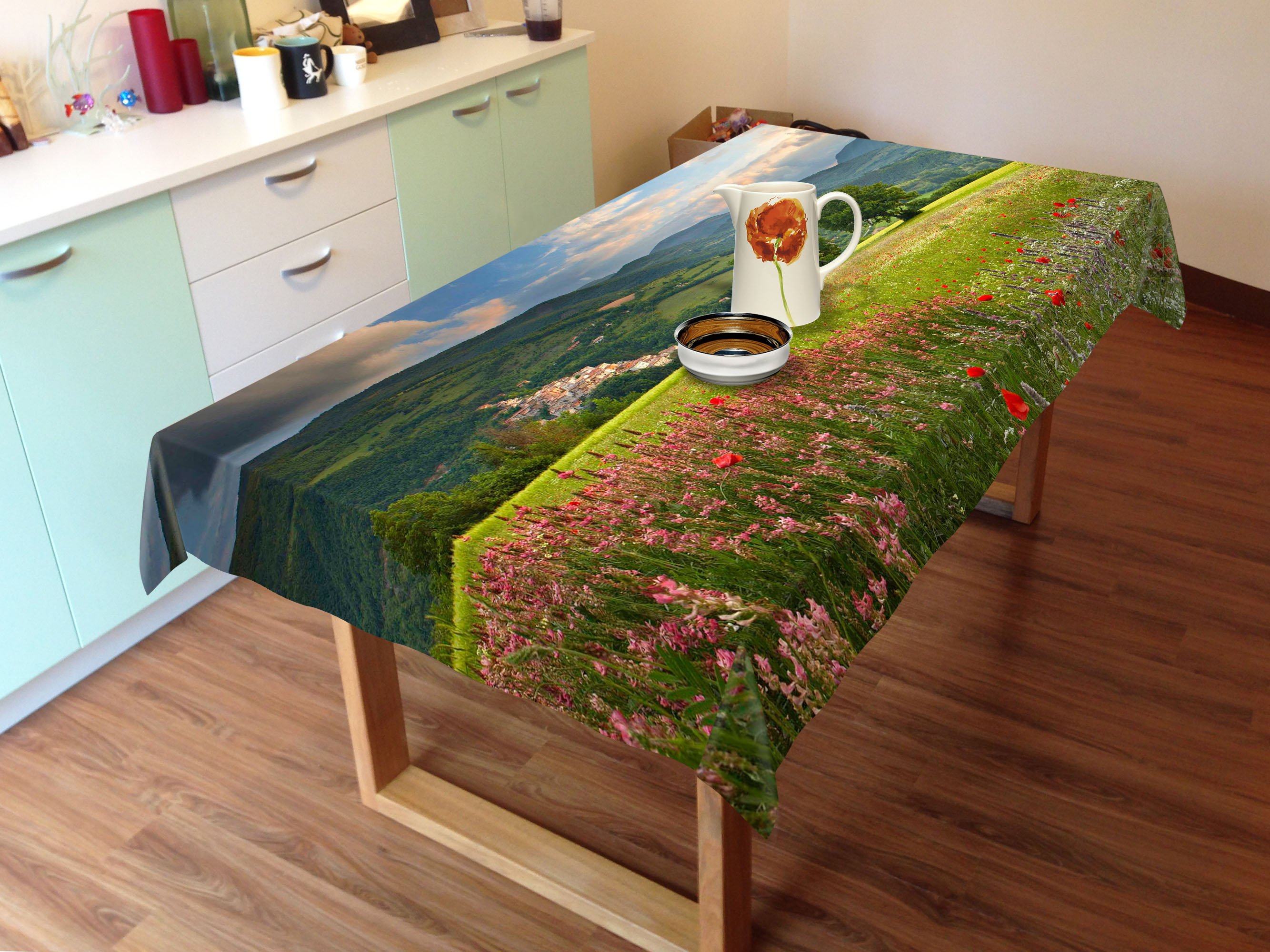 3D Mountain Village Flowers 110 Tablecloths Wallpaper AJ Wallpaper