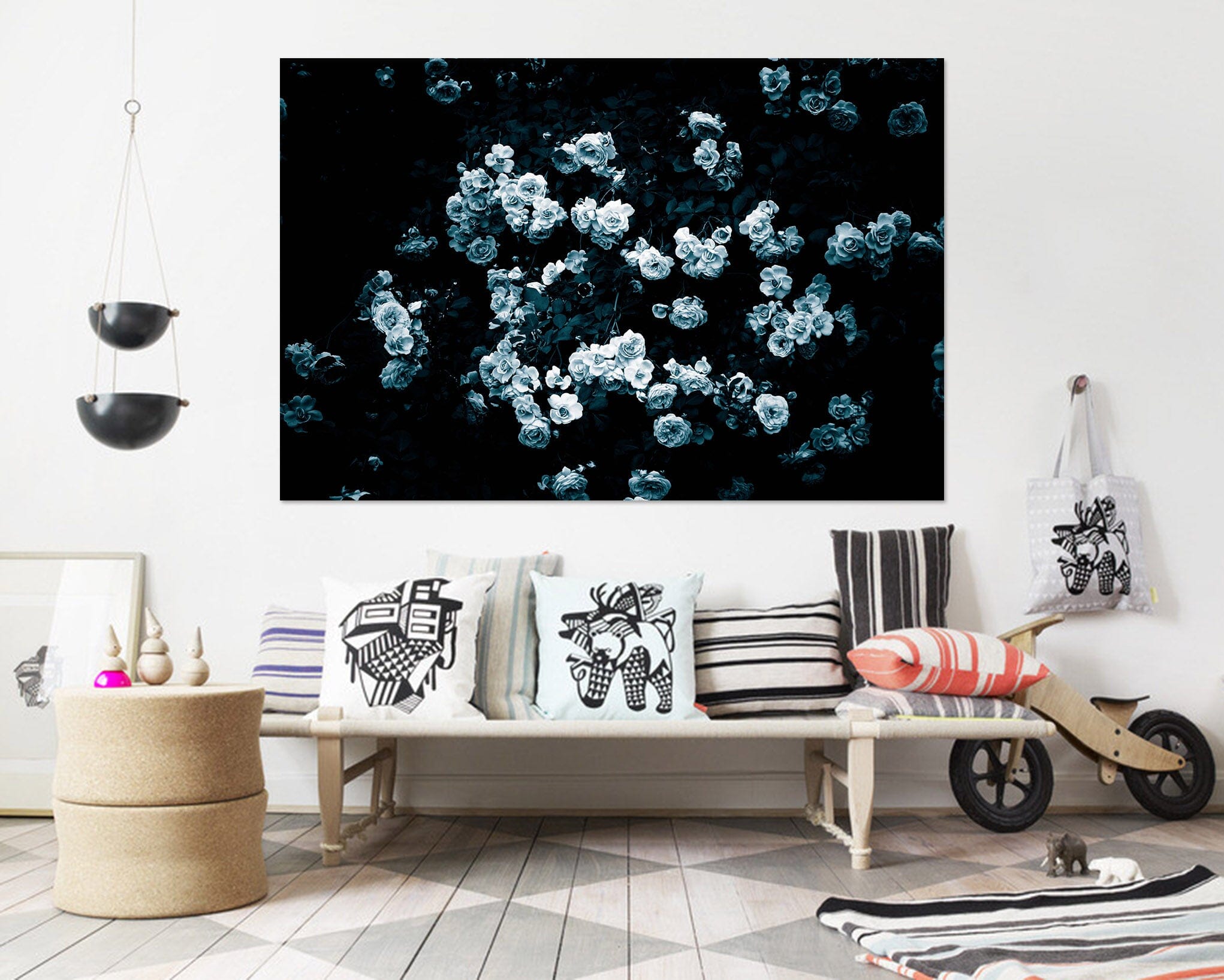 3D Rose In Bloom 016 Noirblanc777 Wall Sticker Wallpaper AJ Wallpaper 2