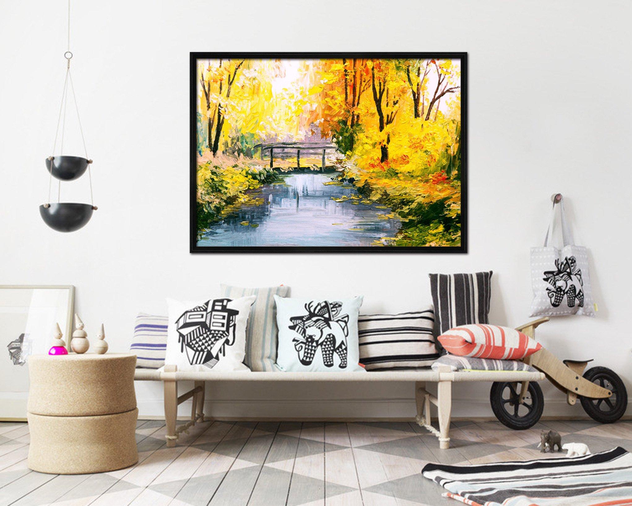 3D Maple Bridge 048 Fake Framed Print Painting Wallpaper AJ Creativity Home