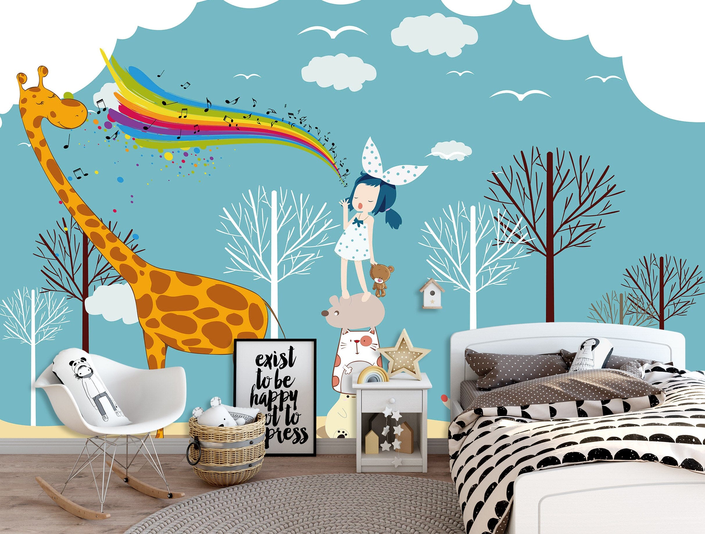 3D Giraffe Forest 1641 Wall Murals Wallpaper AJ Wallpaper 2