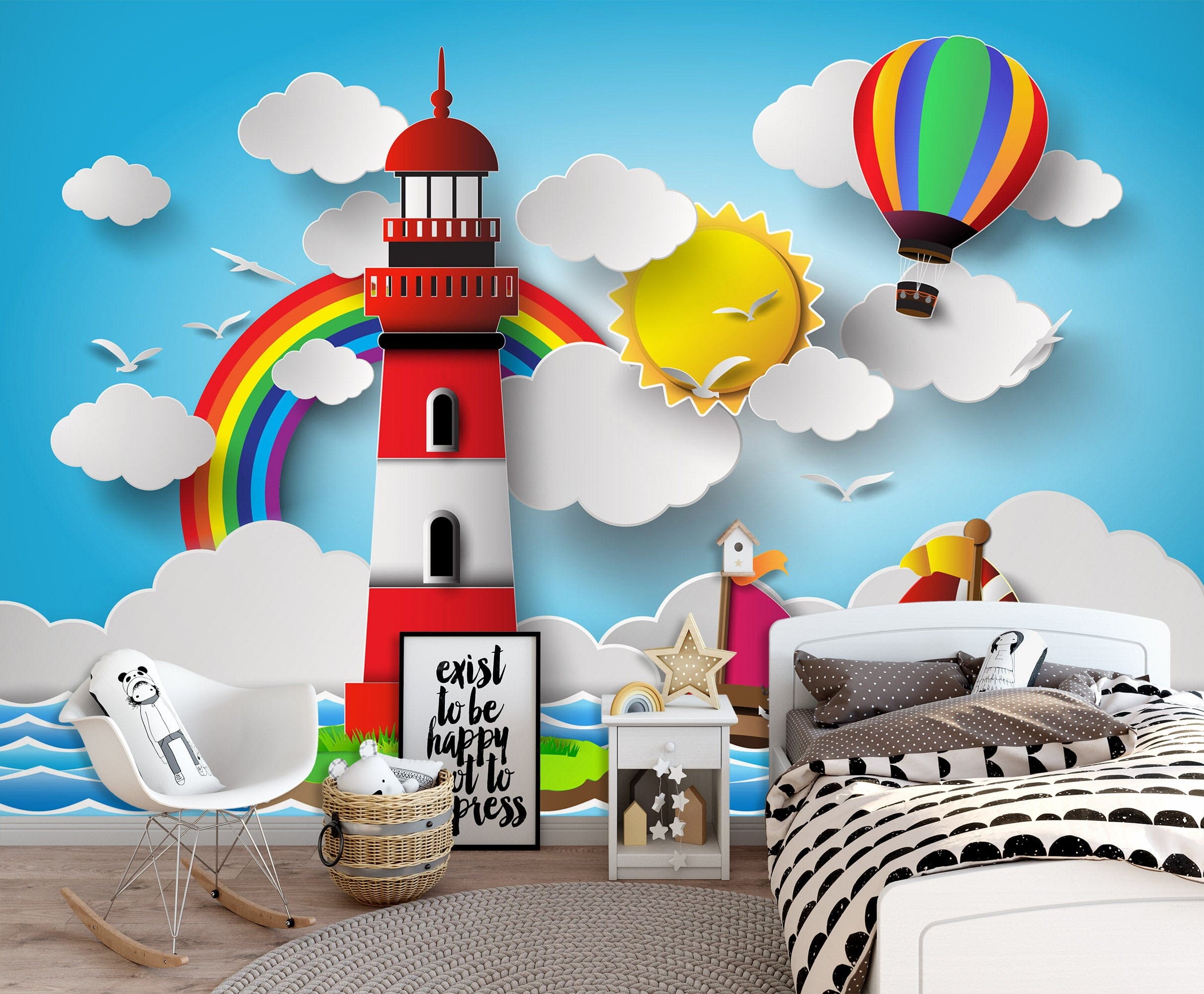 3D Lighthouse Balloon 1649 Wall Murals Wallpaper AJ Wallpaper 2