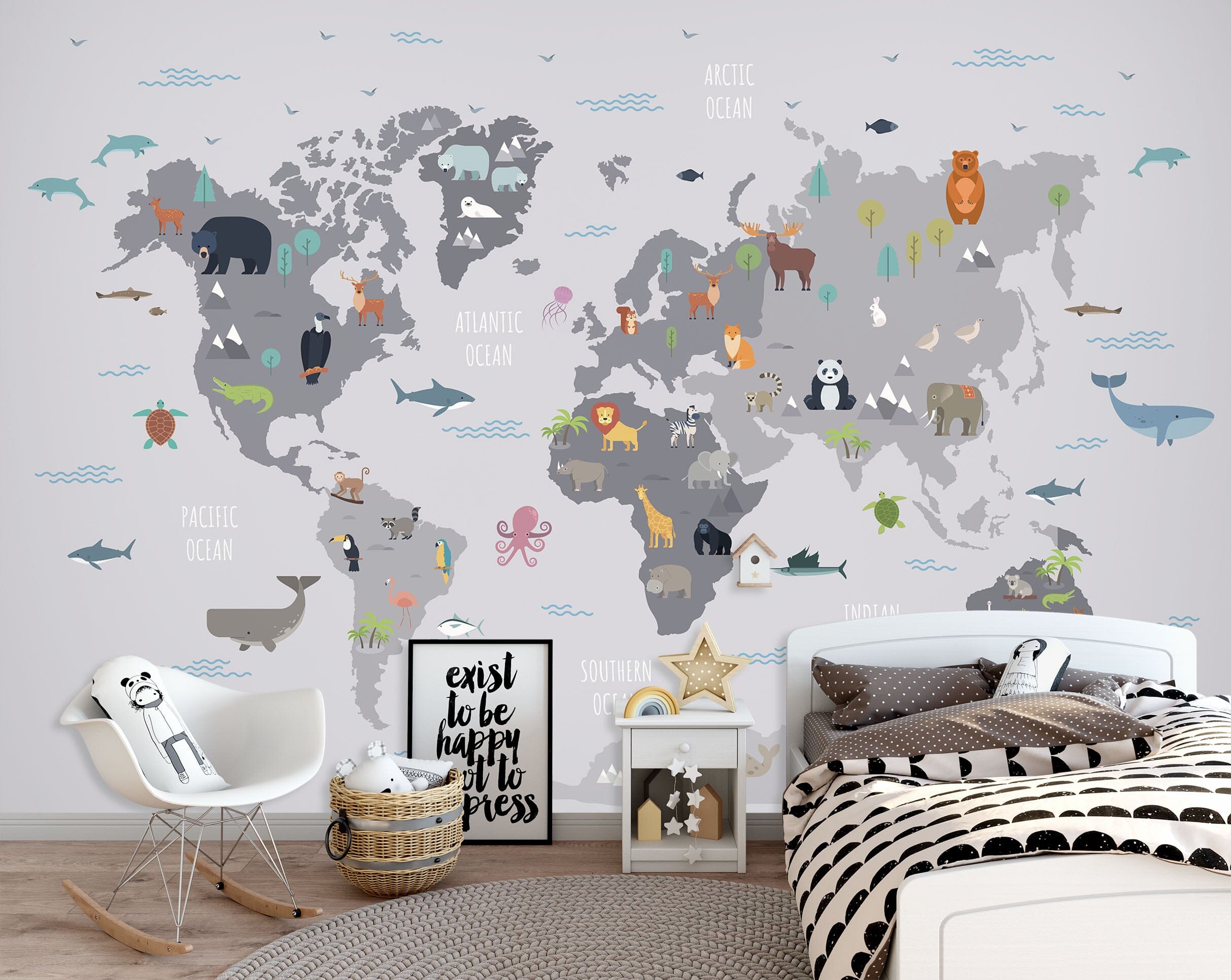 3D Painted Animals 2125 World Map Wall Murals Wallpaper AJ Wallpaper 2