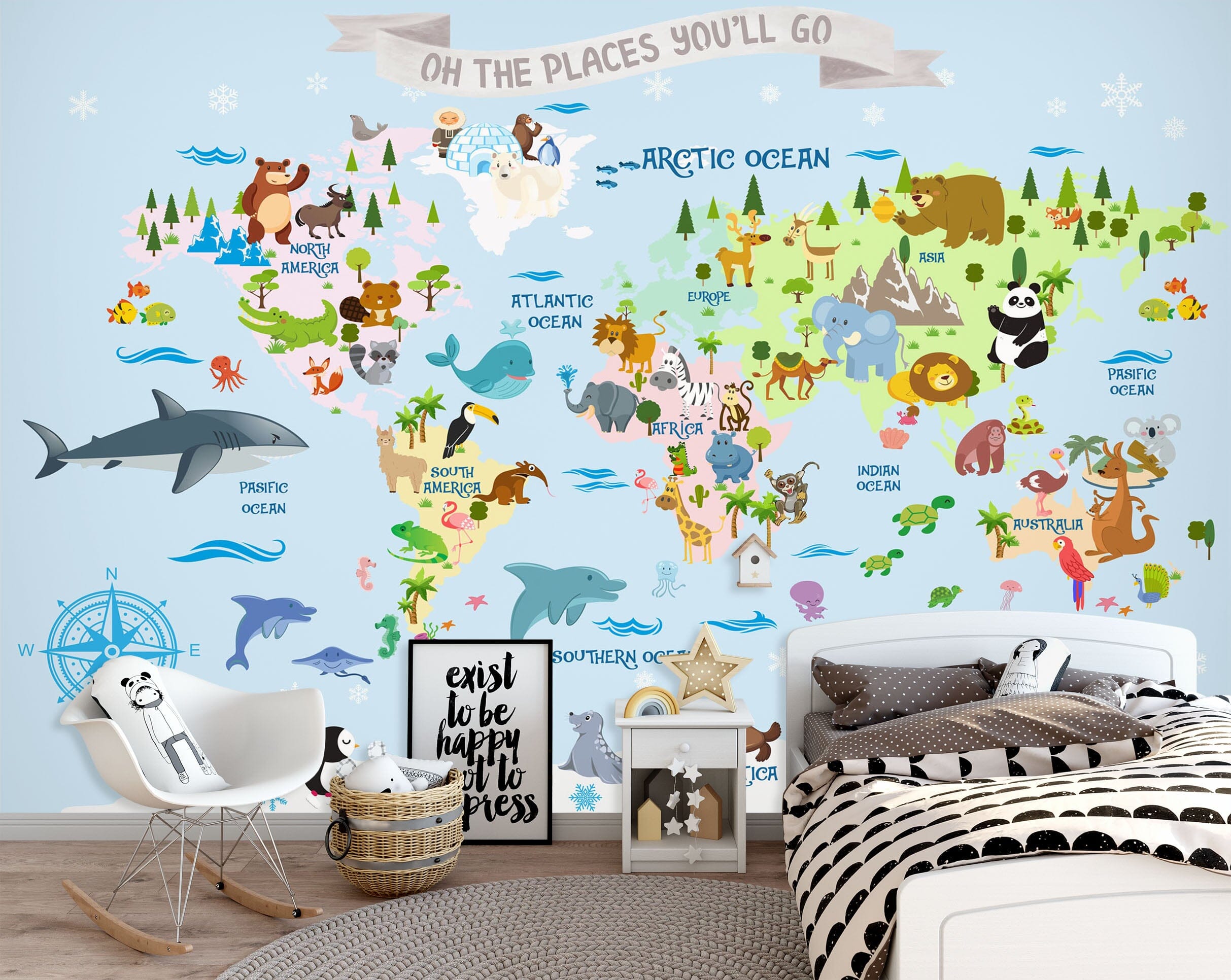 3D Animal Family 2152 World Map Wall Murals Wallpaper AJ Wallpaper 2