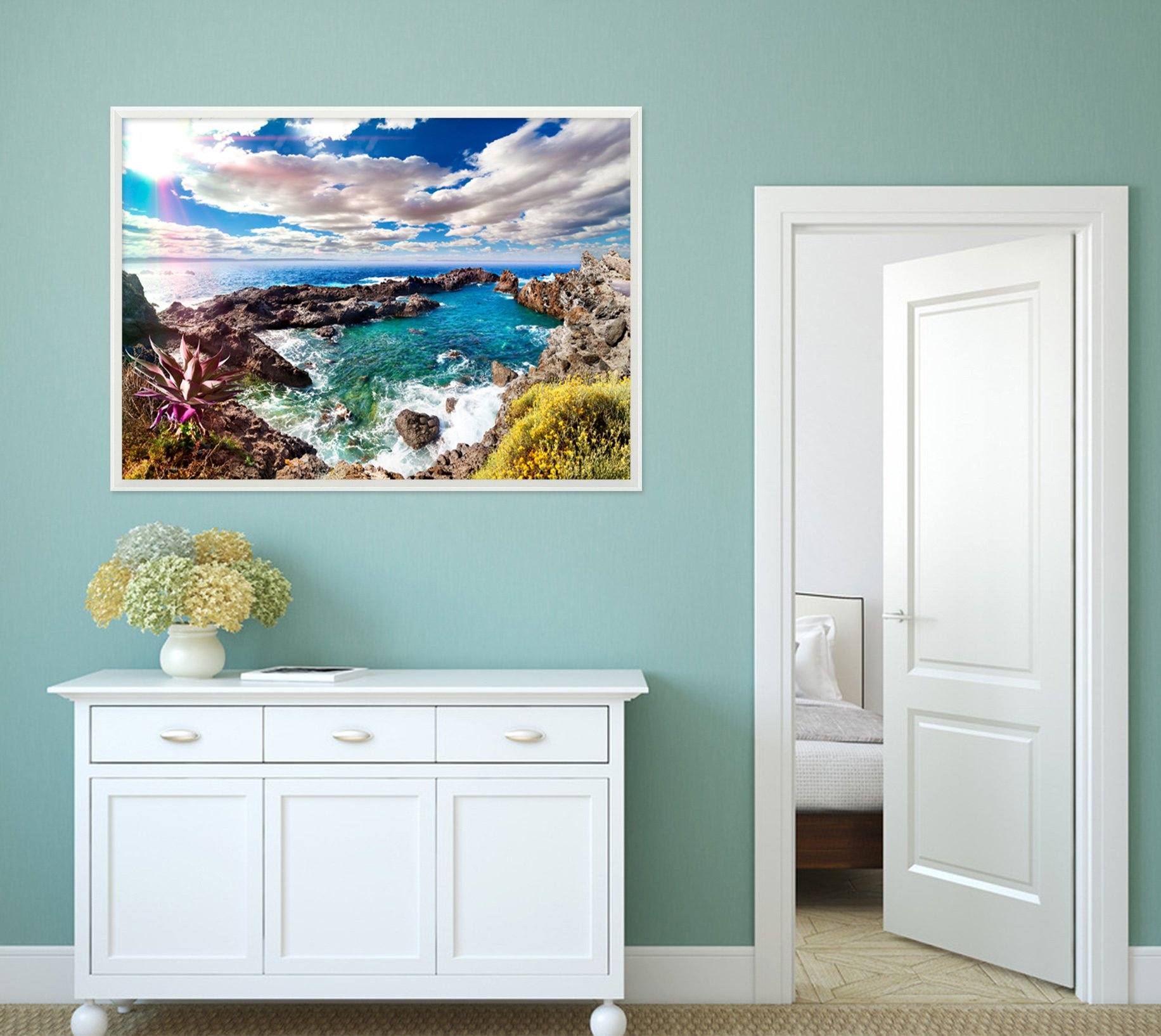 3D Coast Flowers 181 Fake Framed Print Painting Wallpaper AJ Creativity Home