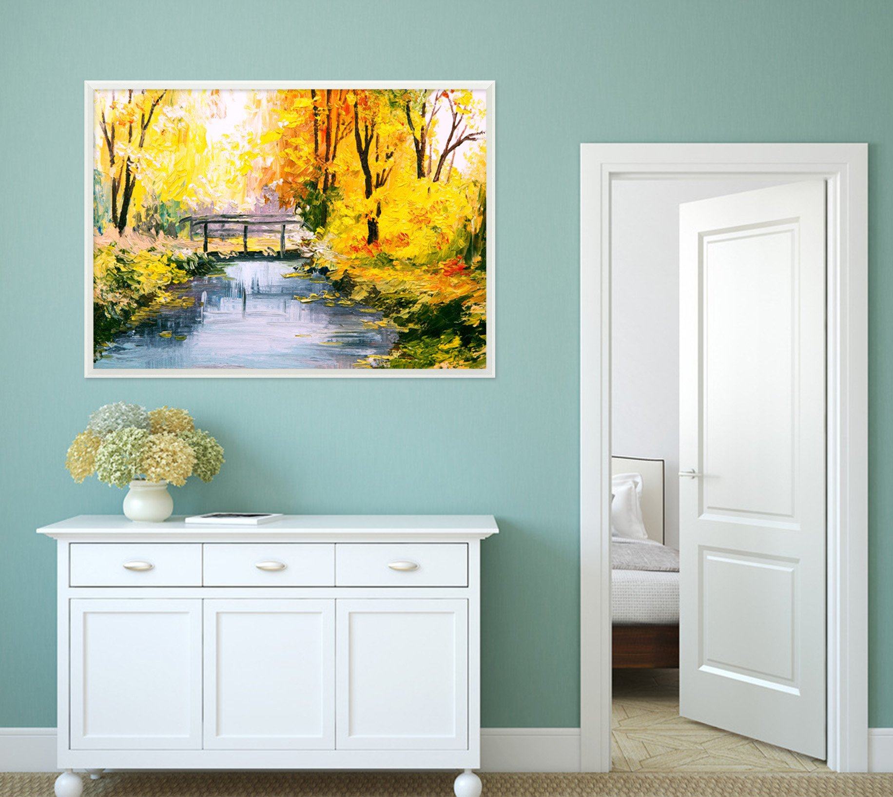 3D Maple Bridge 048 Fake Framed Print Painting Wallpaper AJ Creativity Home