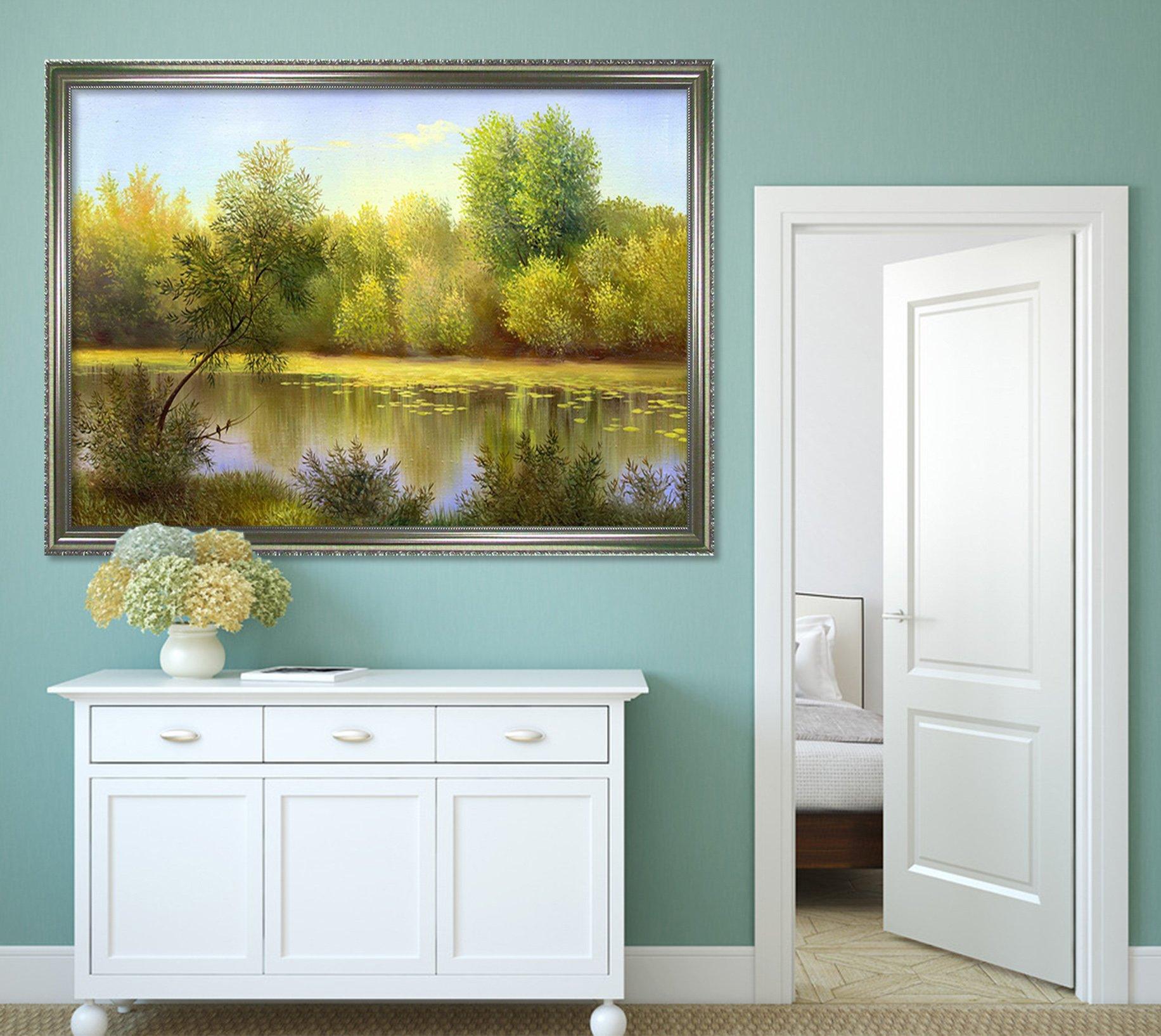 3D Riverside Tree 175 Fake Framed Print Painting Wallpaper AJ Creativity Home