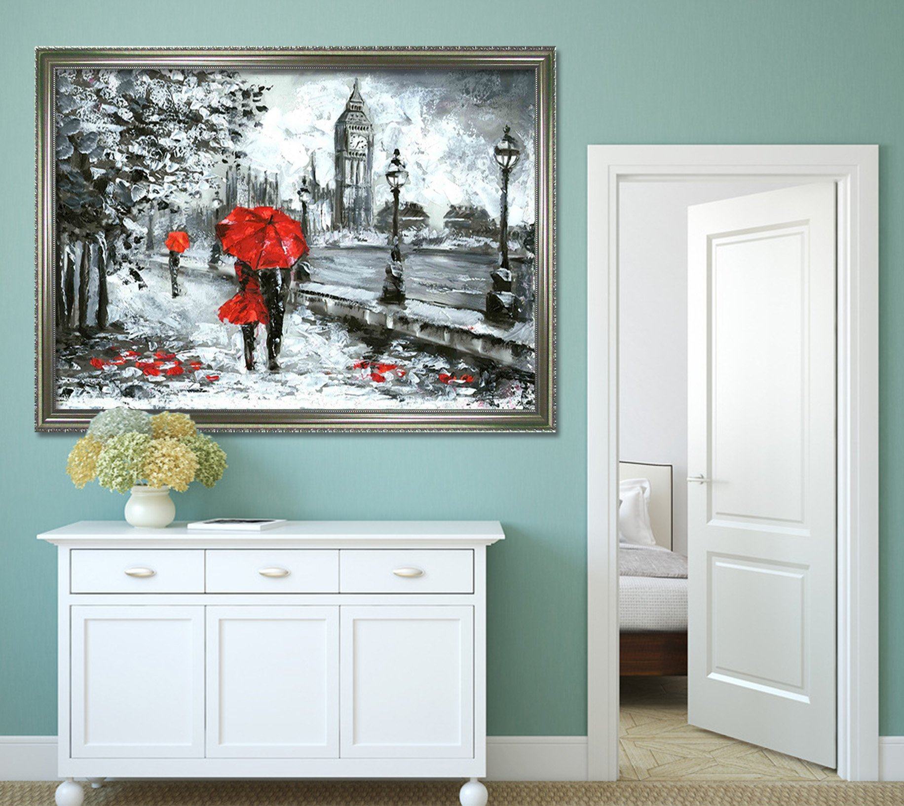 3D Couple Umbrella 112 Fake Framed Print Painting Wallpaper AJ Creativity Home