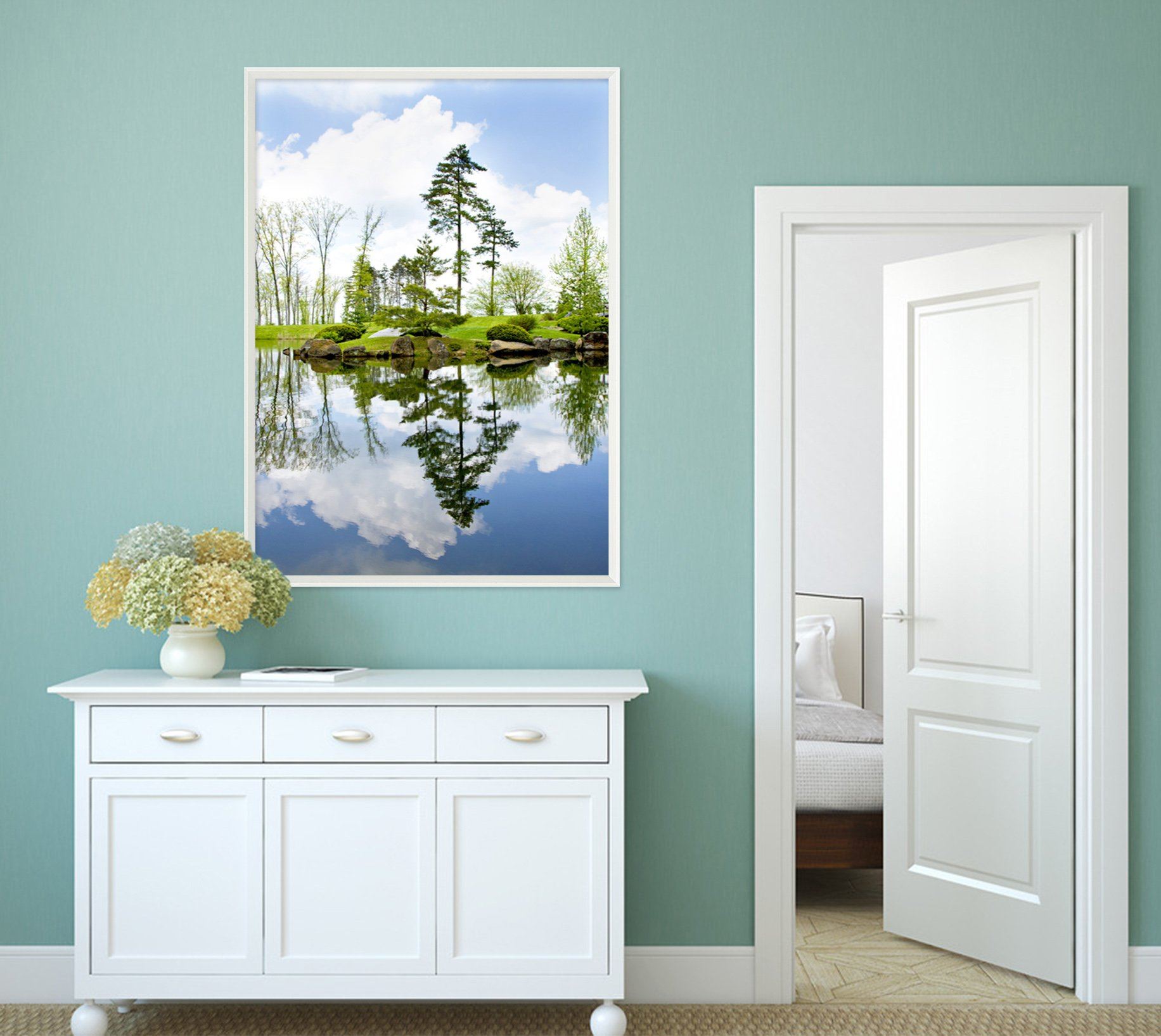 3D Lake Water 092 Fake Framed Print Painting Wallpaper AJ Creativity Home