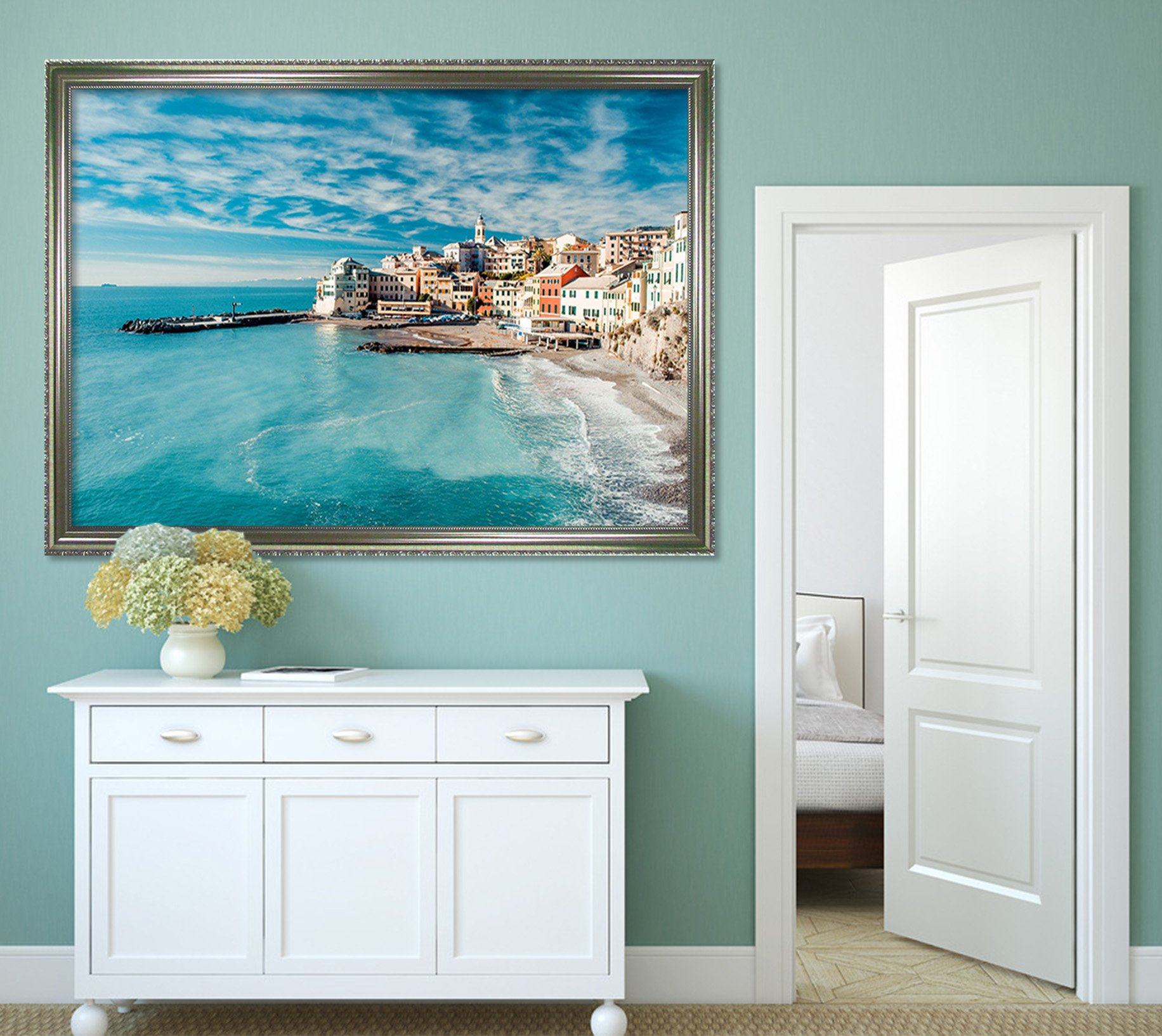 3D Seaside Town 076 Fake Framed Print Painting Wallpaper AJ Creativity Home