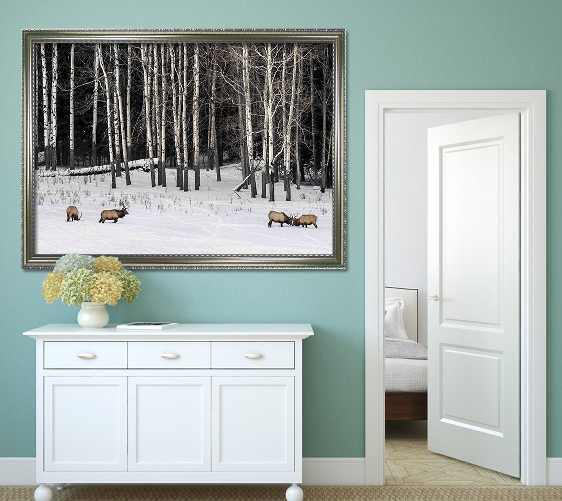 3D Snow Tree 099 Fake Framed Print Painting Wallpaper AJ Creativity Home