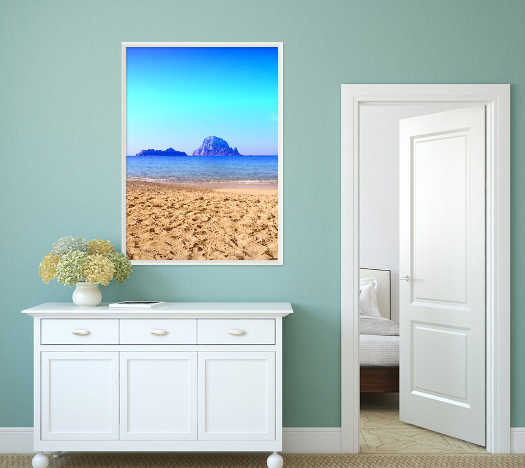 3D Beach Seascape 042 Fake Framed Print Painting Wallpaper AJ Creativity Home