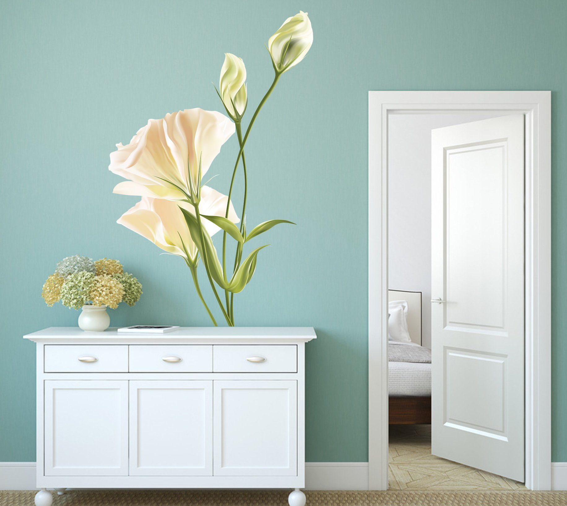 3D White Bud 072 Wall Stickers Wallpaper AJ Wallpaper