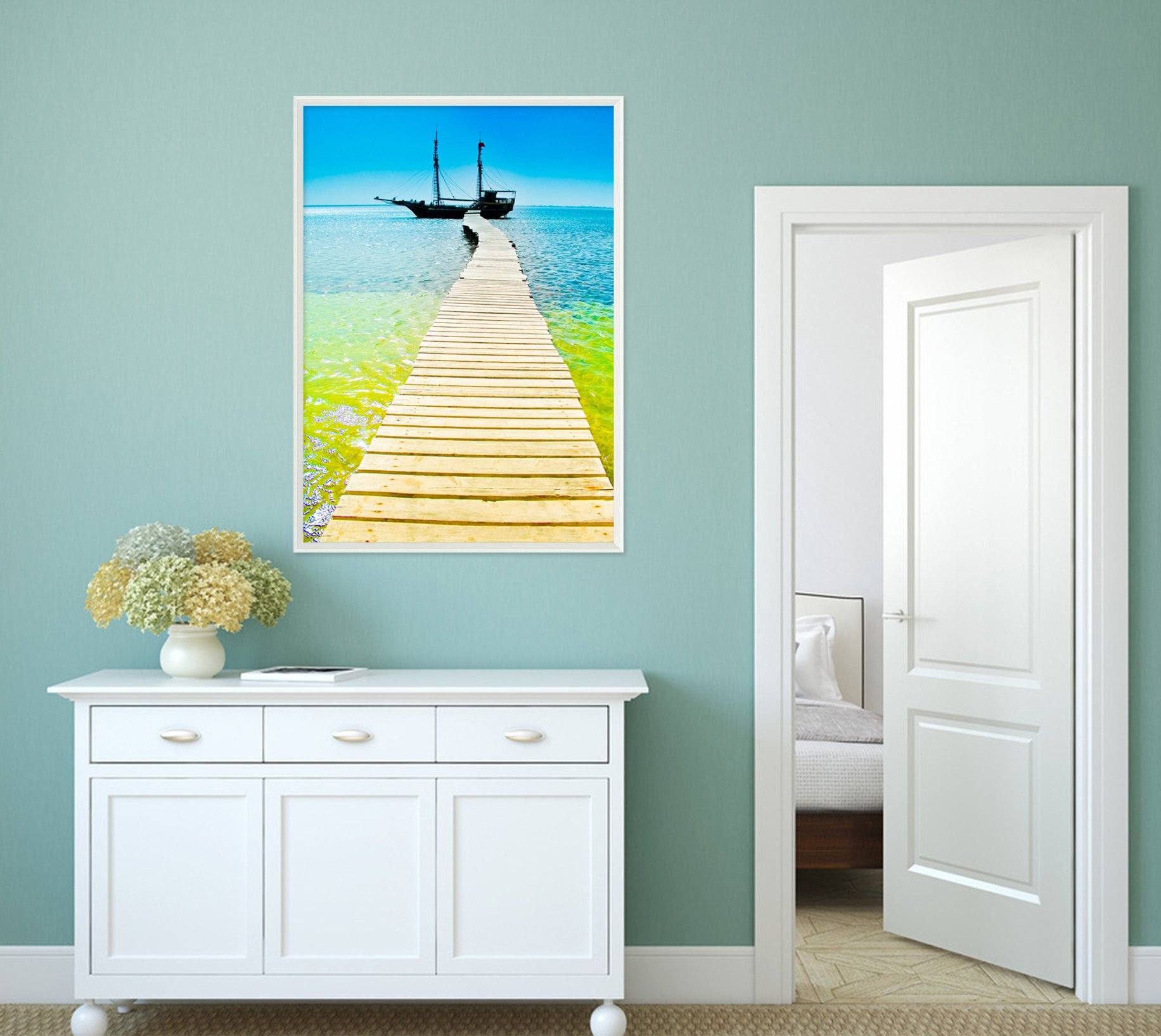 3D Wooden Bridge 007 Fake Framed Print Painting Wallpaper AJ Creativity Home