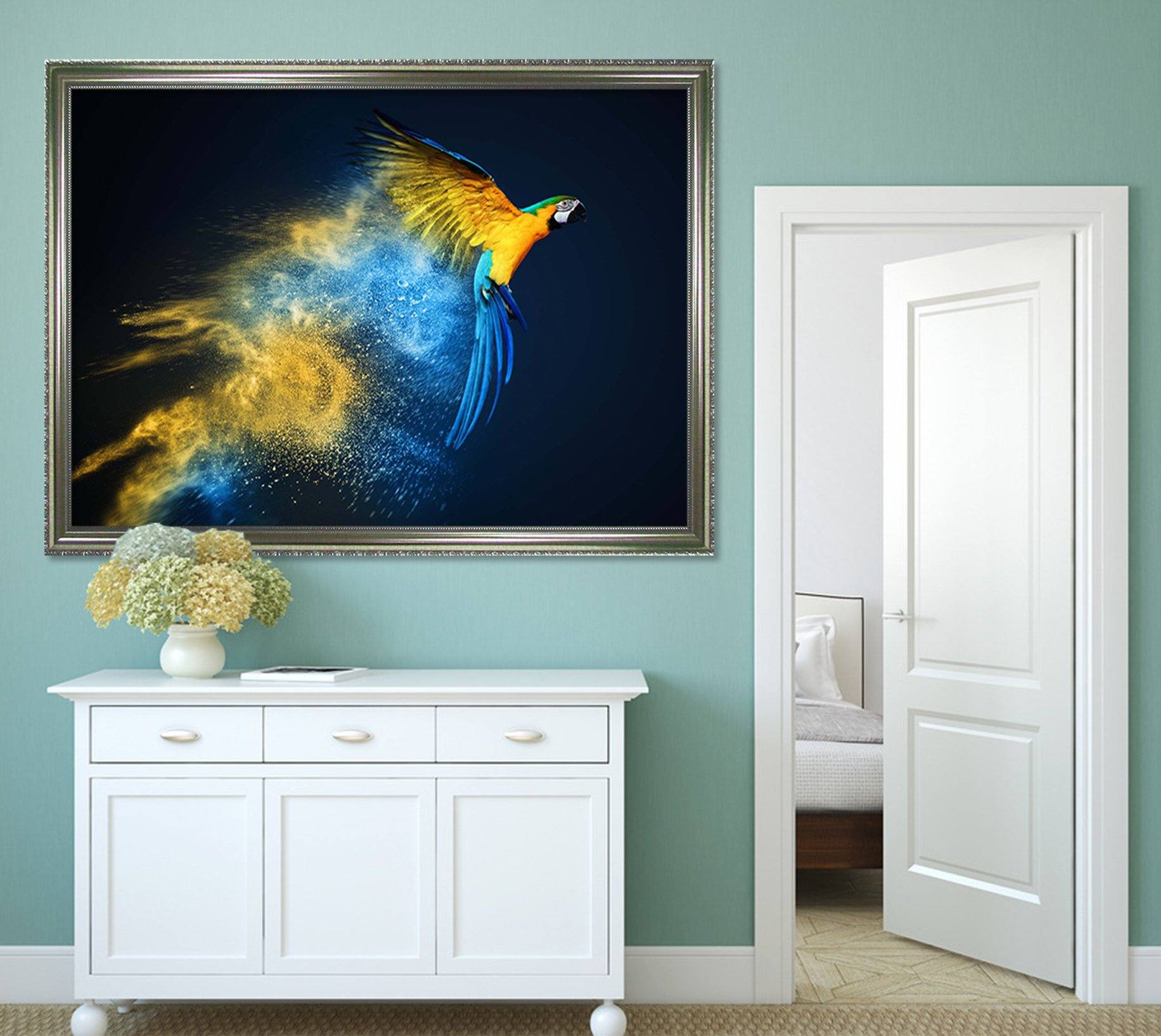 3D Parrot Flying 178 Fake Framed Print Painting Wallpaper AJ Creativity Home