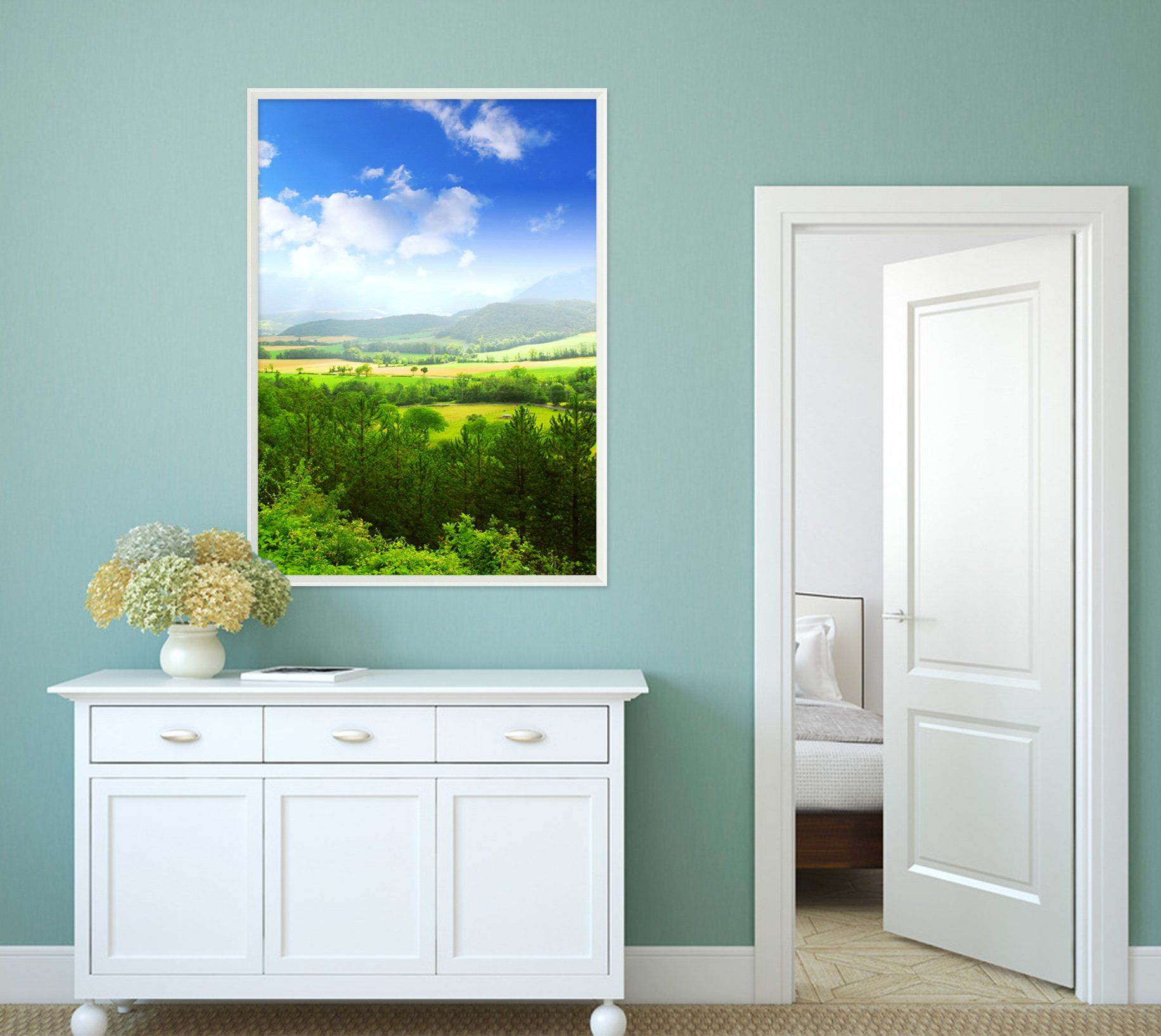3D Forest Field 027 Fake Framed Print Painting Wallpaper AJ Creativity Home