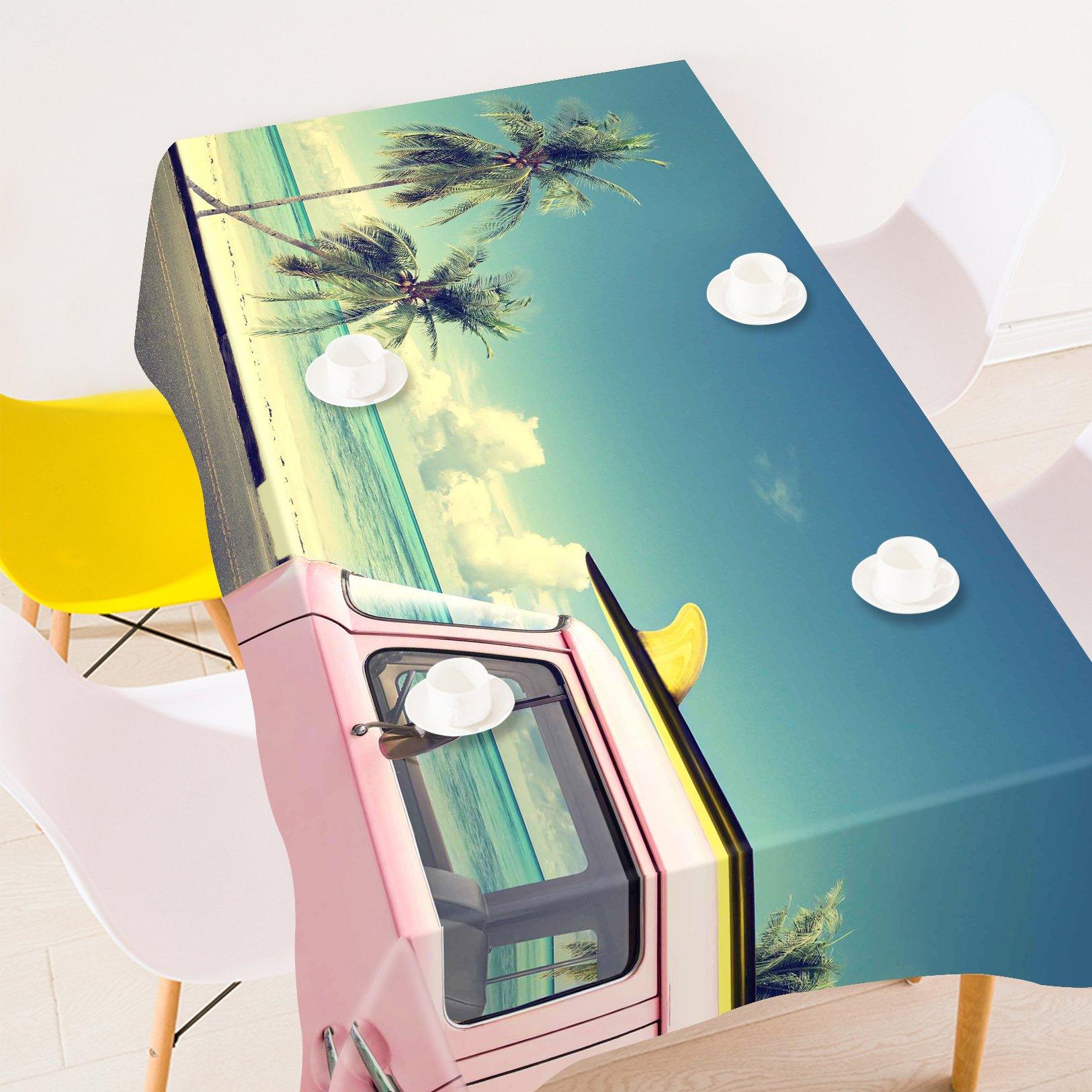3D Seaside Road Bus 185 Tablecloths Wallpaper AJ Wallpaper