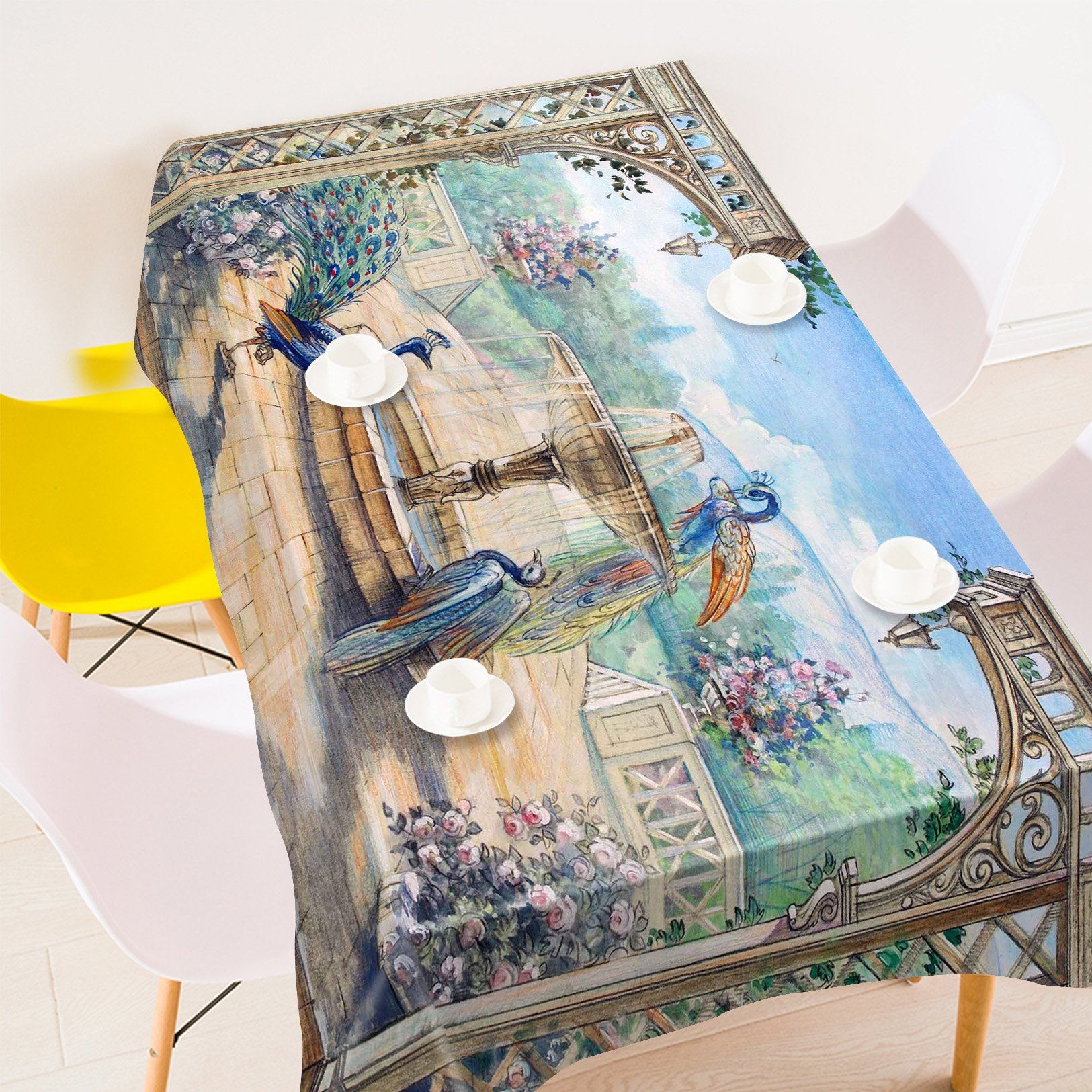 3D Garden Peacocks 455 Tablecloths Wallpaper AJ Wallpaper